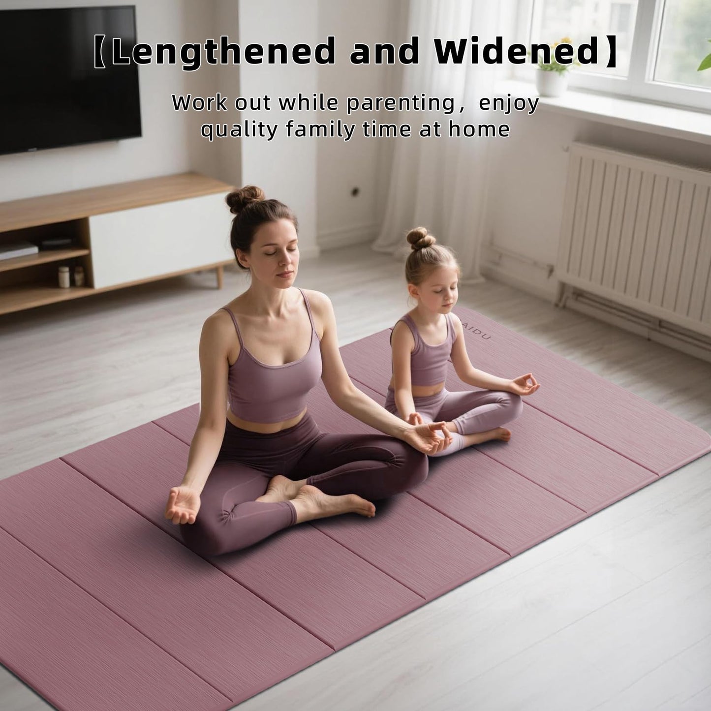 PAIDU Foldable Yoga Mat thick- 2/5" (10MM) TPE Non-Slip Design, Quick Fold，Easy Storage, 75x40 Extra Long/Wide for Indoor Yoga, Pilates and Outdoor Travel Workouts (Deep Pink)