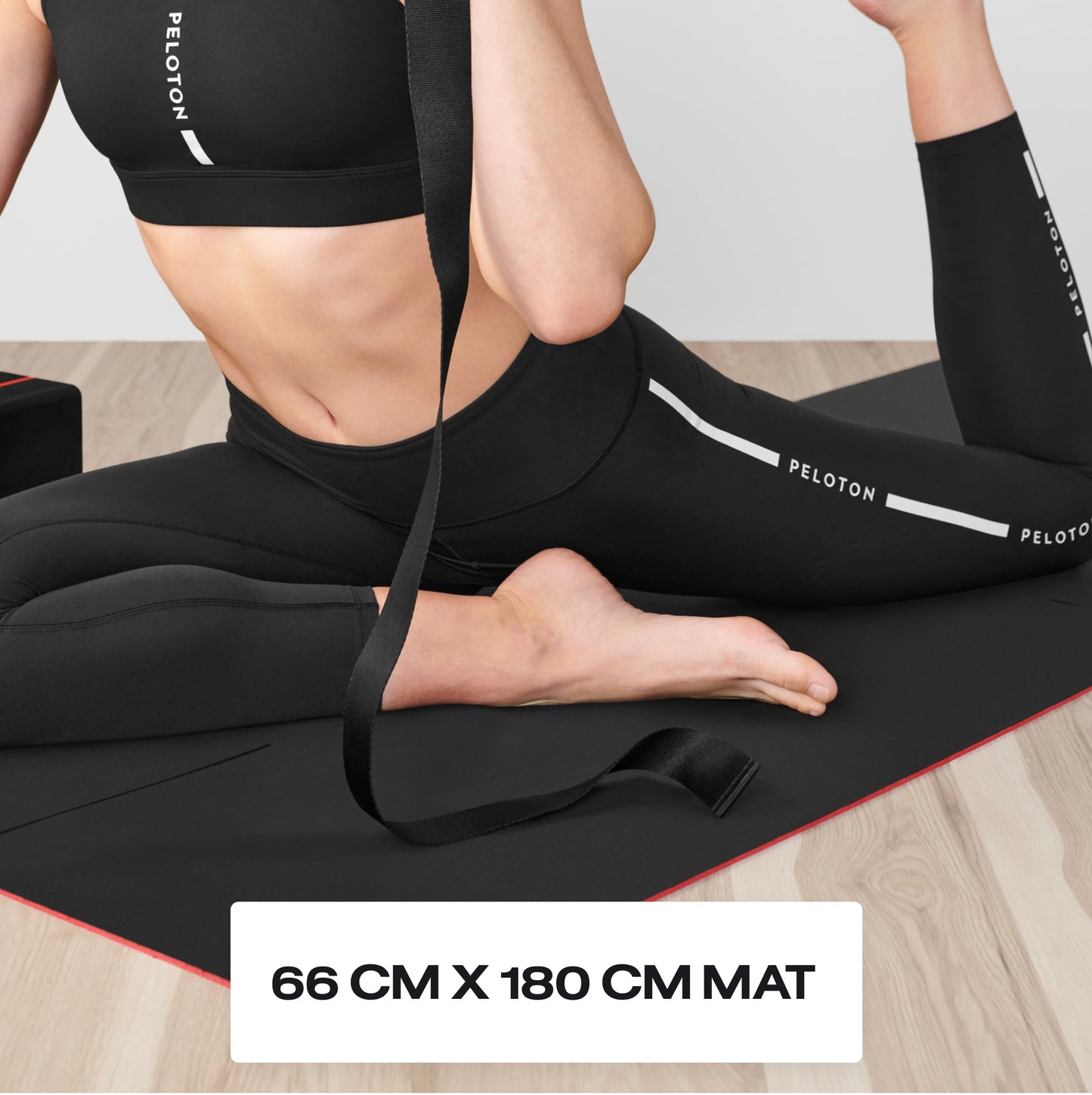Peloton Reversible Workout Mat | 71” x 26” with 5 mm Thickness, Premium Heavy-Duty Floor & Yoga Mat, Tear & Scratch Resistant,Black, Red