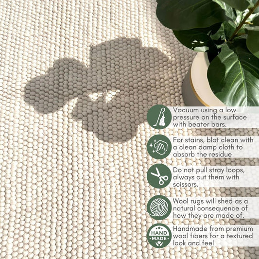 S & L Homes Wool Cotton Hand Woven Chunky Knit Popcorn Rug - Ivory Contemporary Area Rug for Living Room Bedroom (5' x 8' - Ivory)