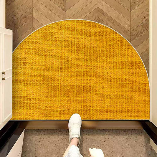 EMMTEEY Yellow Textured Semi Circle Door Mat Bright Color Welcome Mats Non-Slip Front Doormat Indoor Entrance Half Circle Bathroom Mat Low-Profile Kitchen Floor Mats 18x30