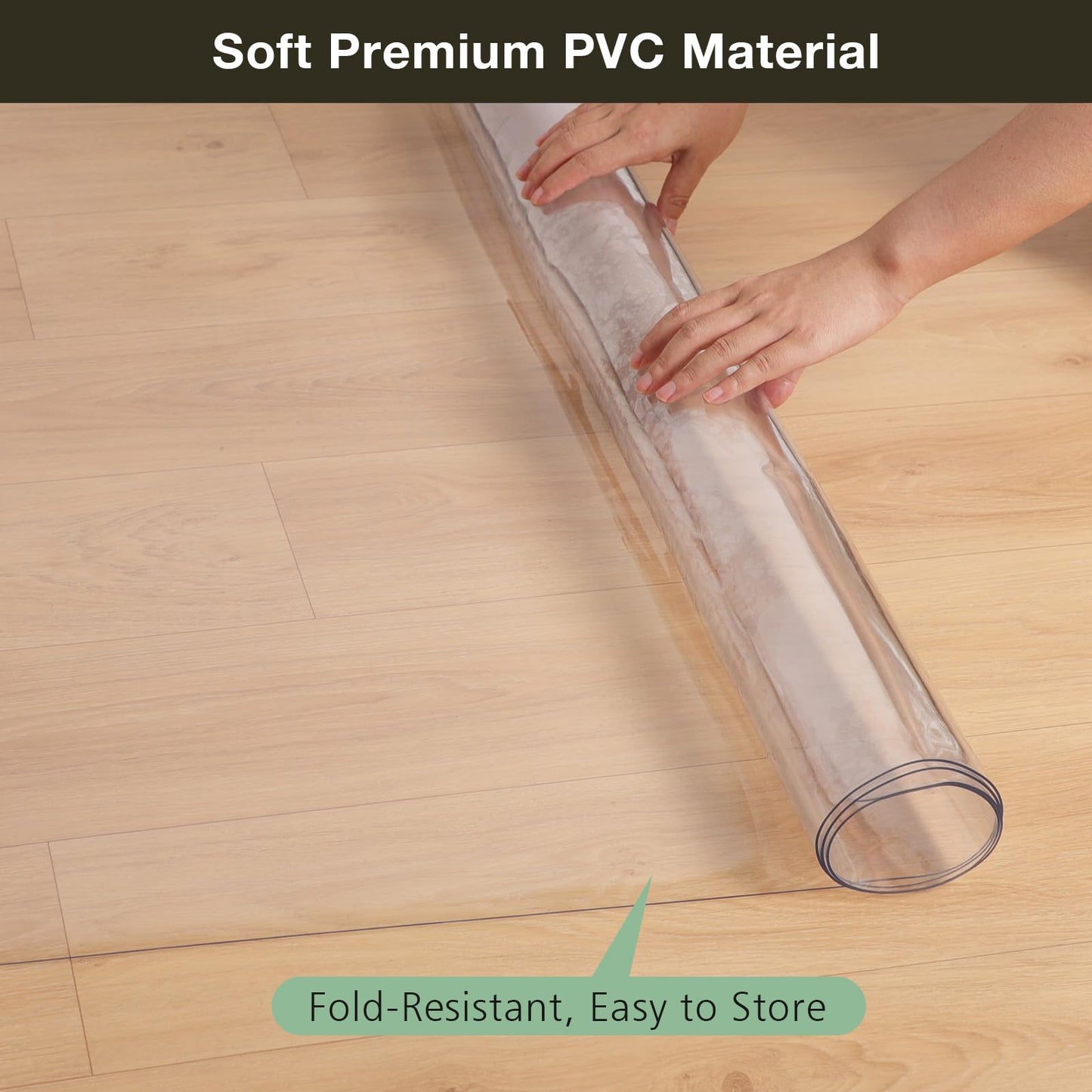 ZPAI Crystal Clear Floor Mat 3×5ft, Upgraded Easy Flat Waterproof Vinyl Rug Cover, Large Stain-Resistant Plastic Area Rug Floor Protector for Kitchen, Dining Room, High-Traffic Areas