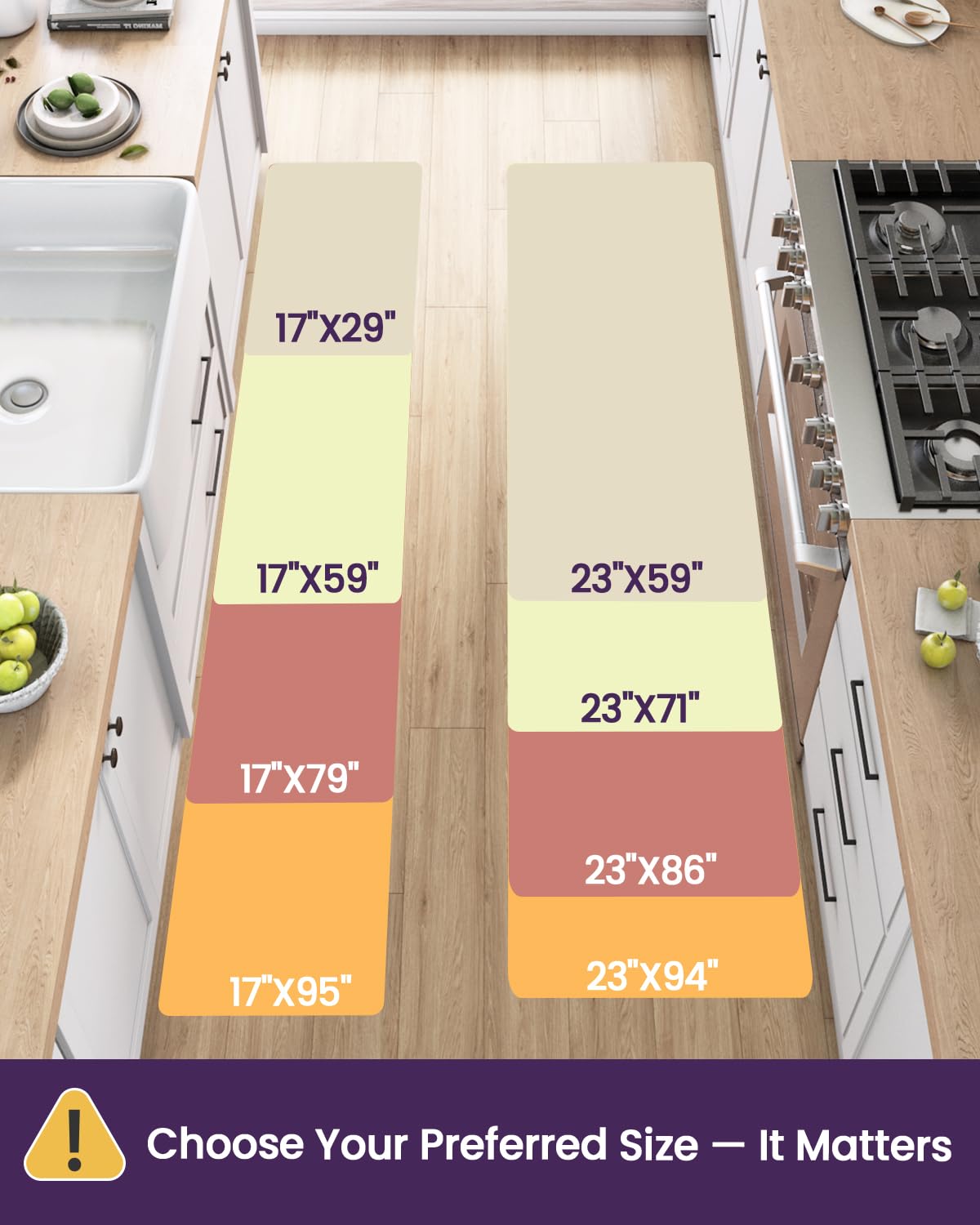 DEXI Kitchen Floor Mats Cushioned Anti Fatigue, 23x86, Large Long Standing Runner Rug Waterproof, Comfort Memory Foam Padded for Front Sink Laundry, Brown