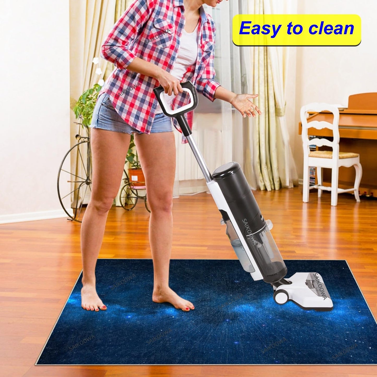 Chair Mat for Hardwood Floor,48"*36" Easy Glide Computer Chair Mat for Hard Wood and Tile Floor,Anti-Slip Floor Protector for Home Office Blue Starry Sky