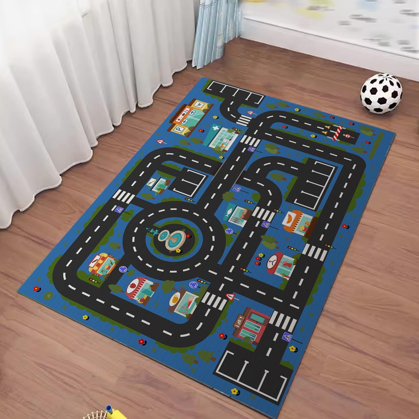 Analog ABC Kids Rug Playroom Car Play Mat City Life Road Rug for Cars Fun City Map for Carpet for Bedroom Boys (31 * 47 inches, Hope City)