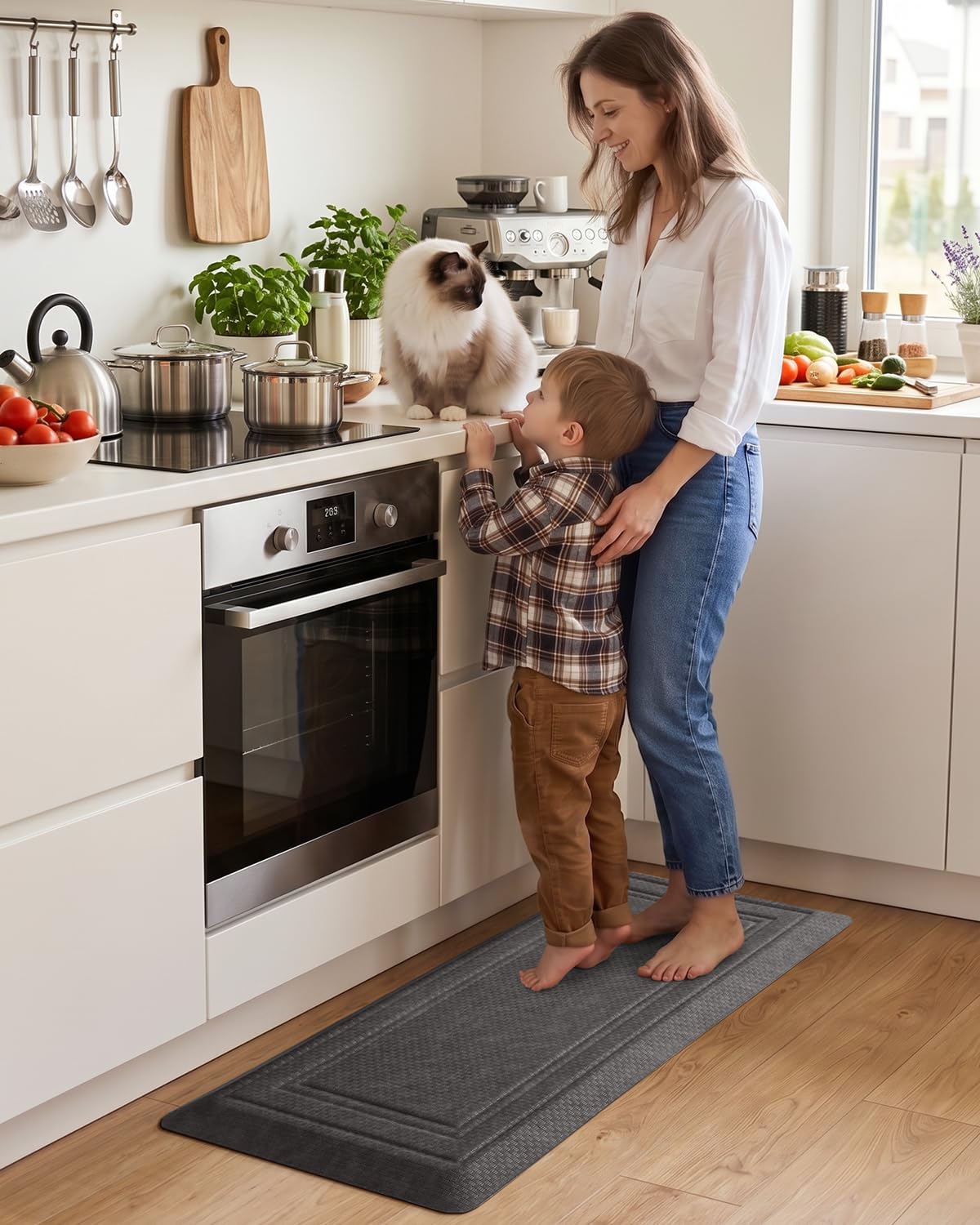 LUMI Anti Fatigue Cushioned Comfort Mats for Standing, 0.8" Extra Thick Ergonomic Mats for Desk Office, Non-Slip, Ultra Soft, Memory Foam Rugs for Home, Kitchen, Laundry, 20"x40", Grey