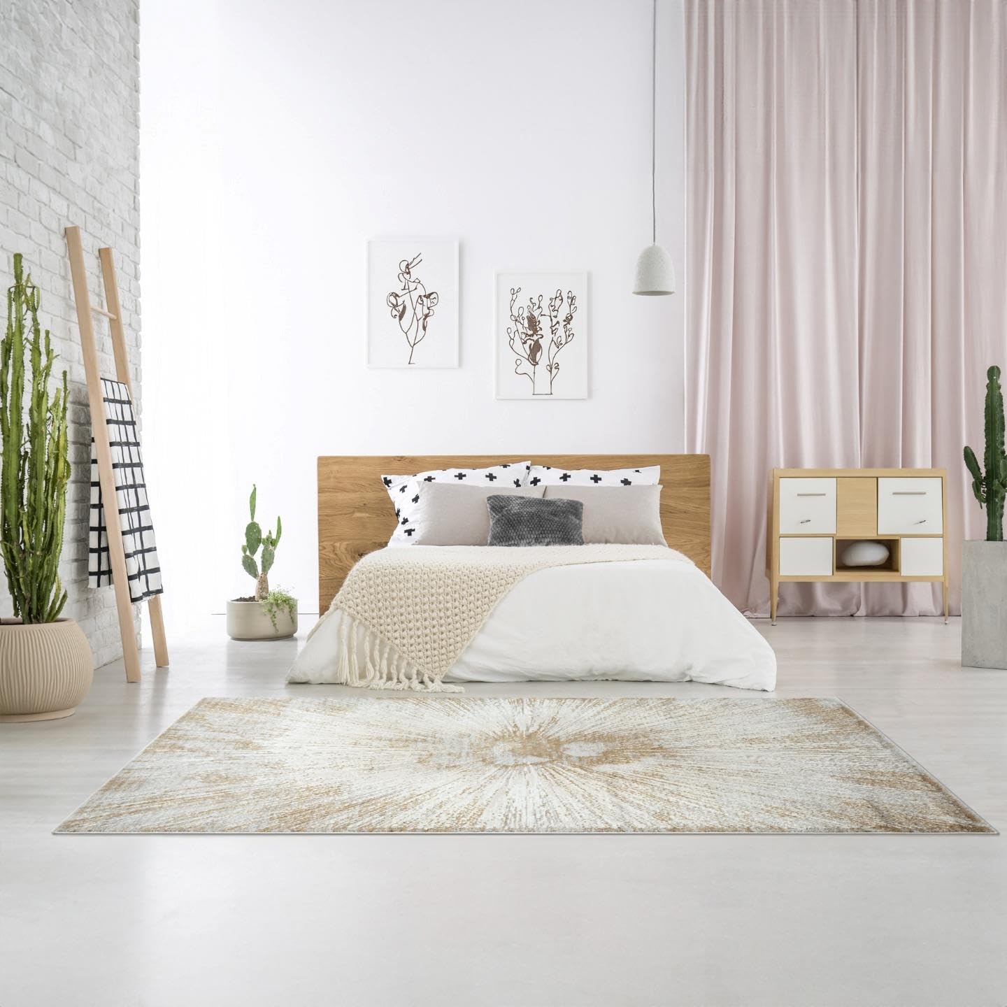 LUXE WEAVERS Abstract Spark Patterned Gold 4x5 Area Rug for Living Rooms