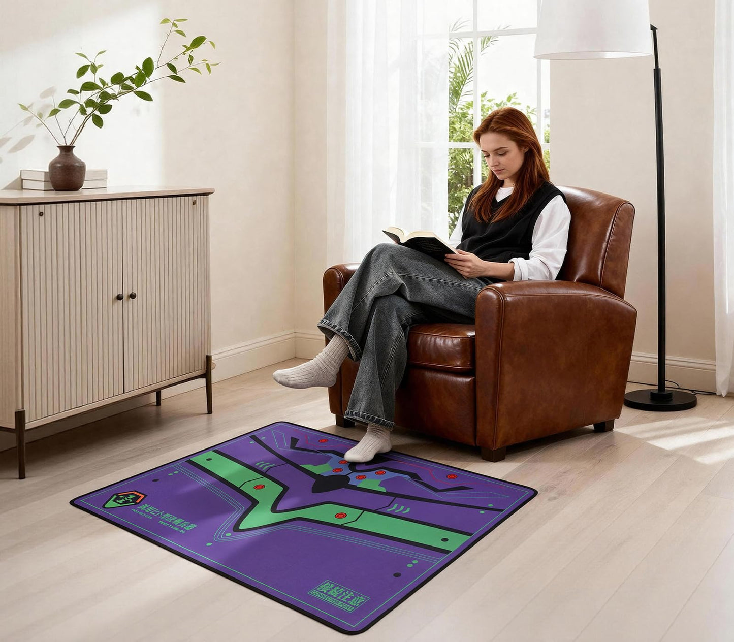 Office Chair Mat | Non-Slip Hard Floor Chair Mat 35"×47" | Evangelion Unit-01 Mech Inspired Design by TREASURE CASE