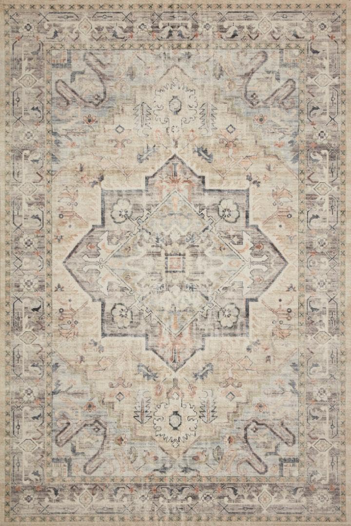Loloi Hathaway Collection HTH-07 Multi/Ivory 9'-0" x 12'-0", .25" Thick, Area Rug, Soft, Durable, Printed, Modern, Low Pile, Non-Shedding, Easy Clean, Living Room Rug