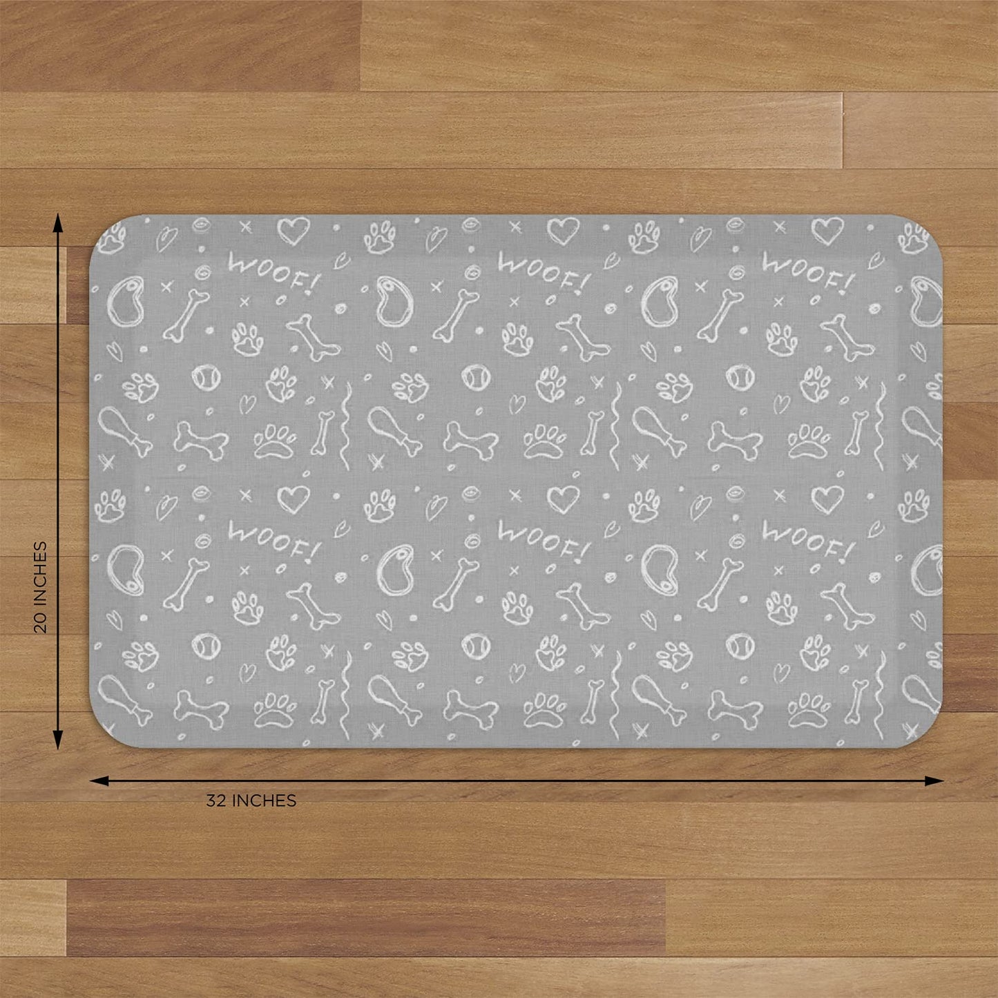 GelPro Designer Anti-Fatigue Comfort Floor Mat, 20 x 32, Puppy Play Grey Bone, 106-P-2032-P2GB