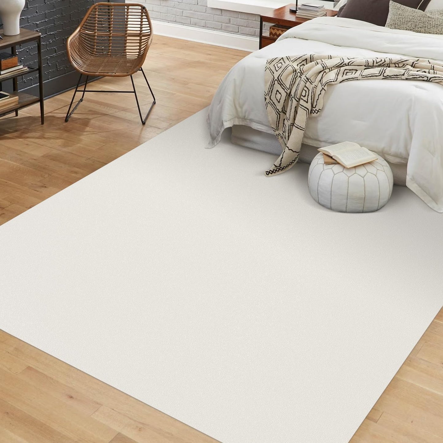 FURKIT Soft Vinyl Floor Mat for Bedroom, 4'×6' Beige Waterproof Plastic Area Rug for Kitchen, Non-Slip Multi-Pupose Floor Cover Protector for Painting, Pet Accident, Splat Mat for Baby Spill