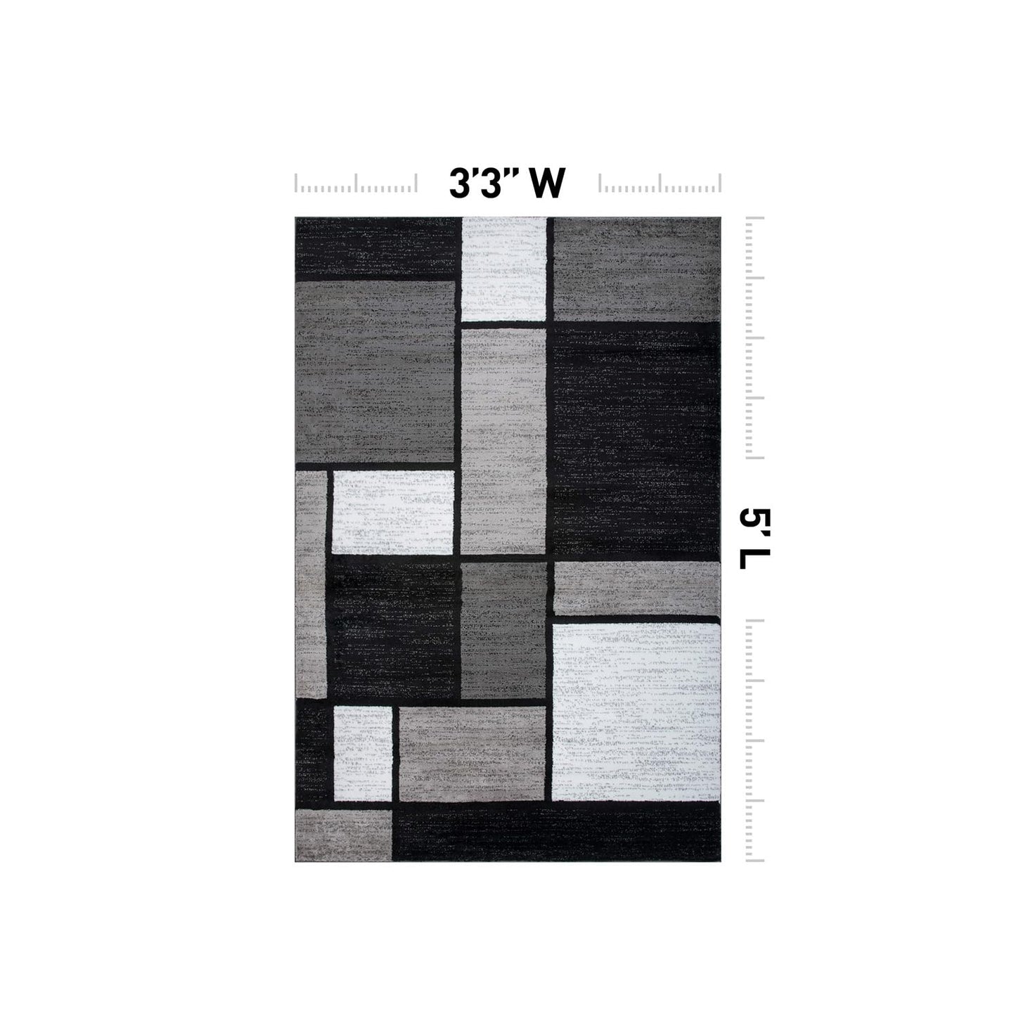 Rugshop Contemporary Modern Boxes for Home Office,Living Room,Bedroom,Kitchen Non Shedding Area Rug 3'3" x 5'3" Gray