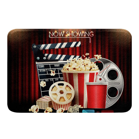 Movie Theater Decor Bathroom Rugs Vintage Cinema Door Mat for Boys Teens,Cinema Scenes Rug Filmstrip Printed Home Decorative Kitchen Mat 20"x32",Movie Theater Cinema Personalized Home Decor