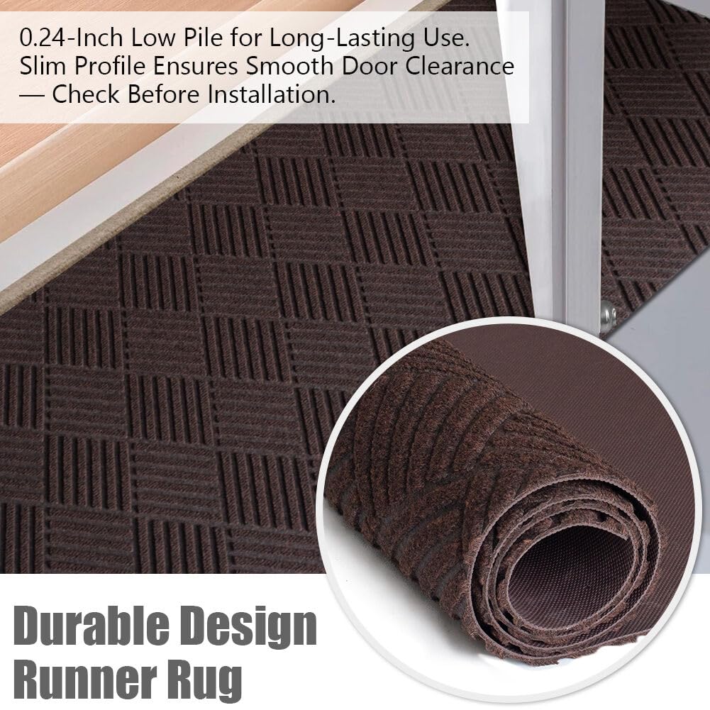 2' x 6' Non Slip Runner Rug for Hallway Indoor Outdoor, TPR Backed Carpet Runner for Entryway, Laundry, Kitchen, Garage, Custom Size Washable Floor Mat for High Traffic Areas