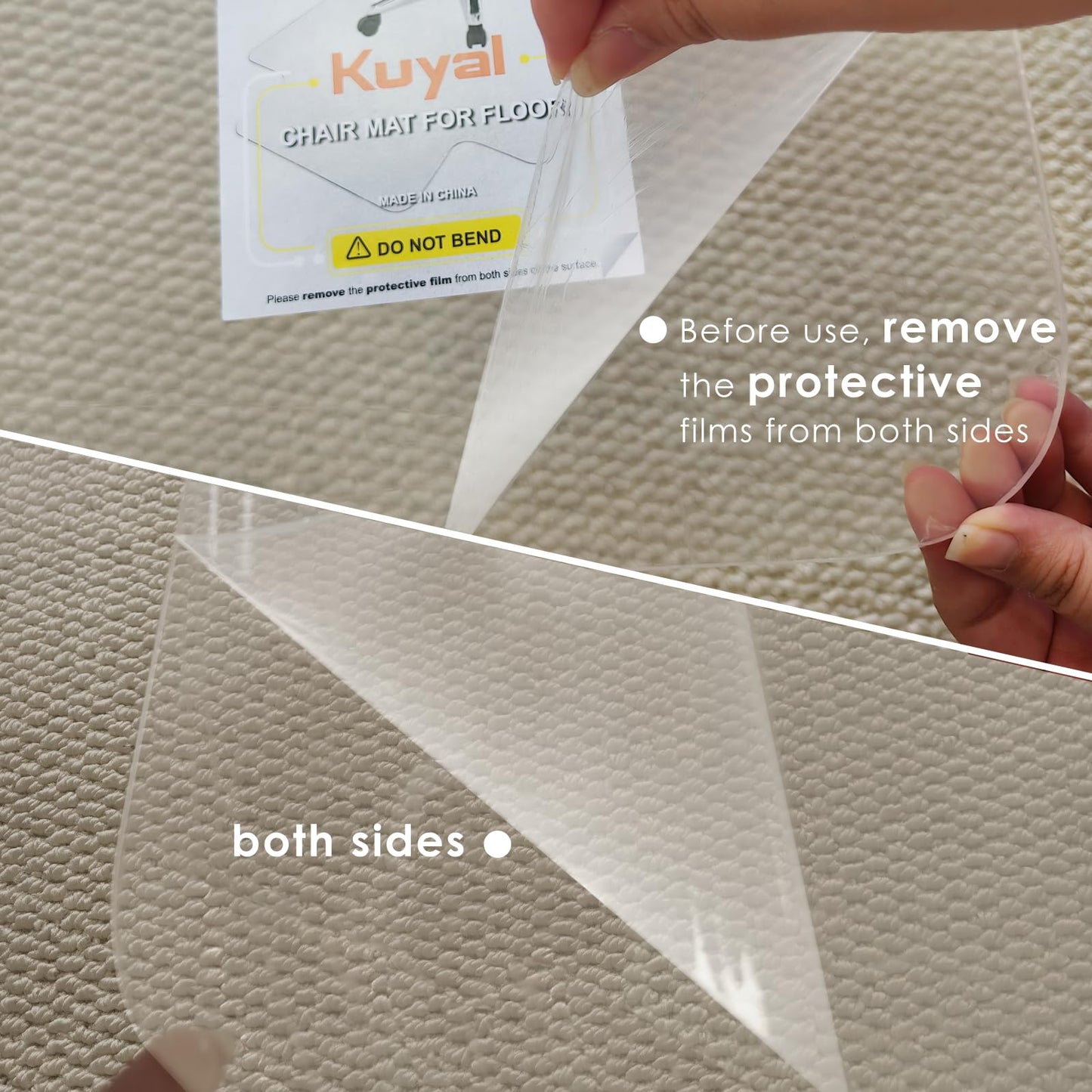 Kuyal 2 Pack 1/5" Thick Office Chair Mat, 40" x48" Heavy Duty Hard Computer Chair Mat, Under Desk Protector Carpeted Floors Mats, Easy Chair Movement, Can be Used on Carpet or Hard Floor, Ship Flat