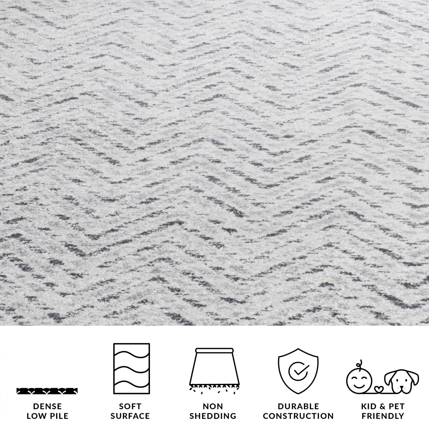 SAFAVIEH Adirondack Collection Area Rug - 9' x 12', Ivory & Charcoal, Chevron Design, Non-Shedding & Easy Care, Ideal for High Traffic Areas in Living Room, Bedroom (ADR104N)