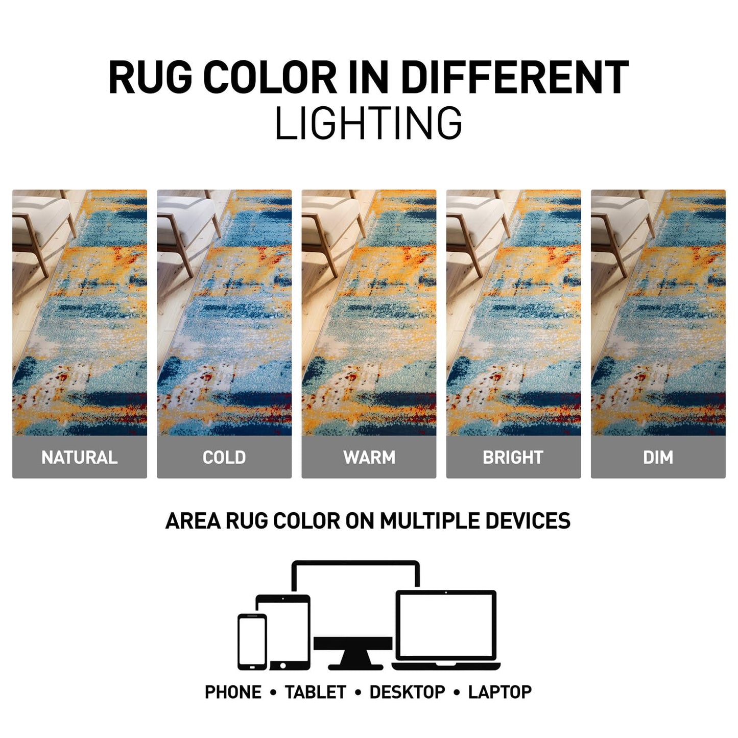 Rugshop Sky Collection Abstract Area Rug, Fade-Resistant Carpet for Open Living Areas or Bedroom,Living Room,Dining Room 7'10" x 10'