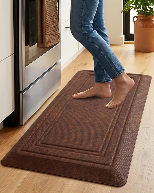 LUMI Anti Fatigue Cushioned Comfort Mats for Standing, 0.8" Extra Thick Ergonomic Mats for Desk Office, Non-Slip, Ultra Soft, Memory Foam Rugs for Home, Kitchen, Laundry, 20"x40", Brown