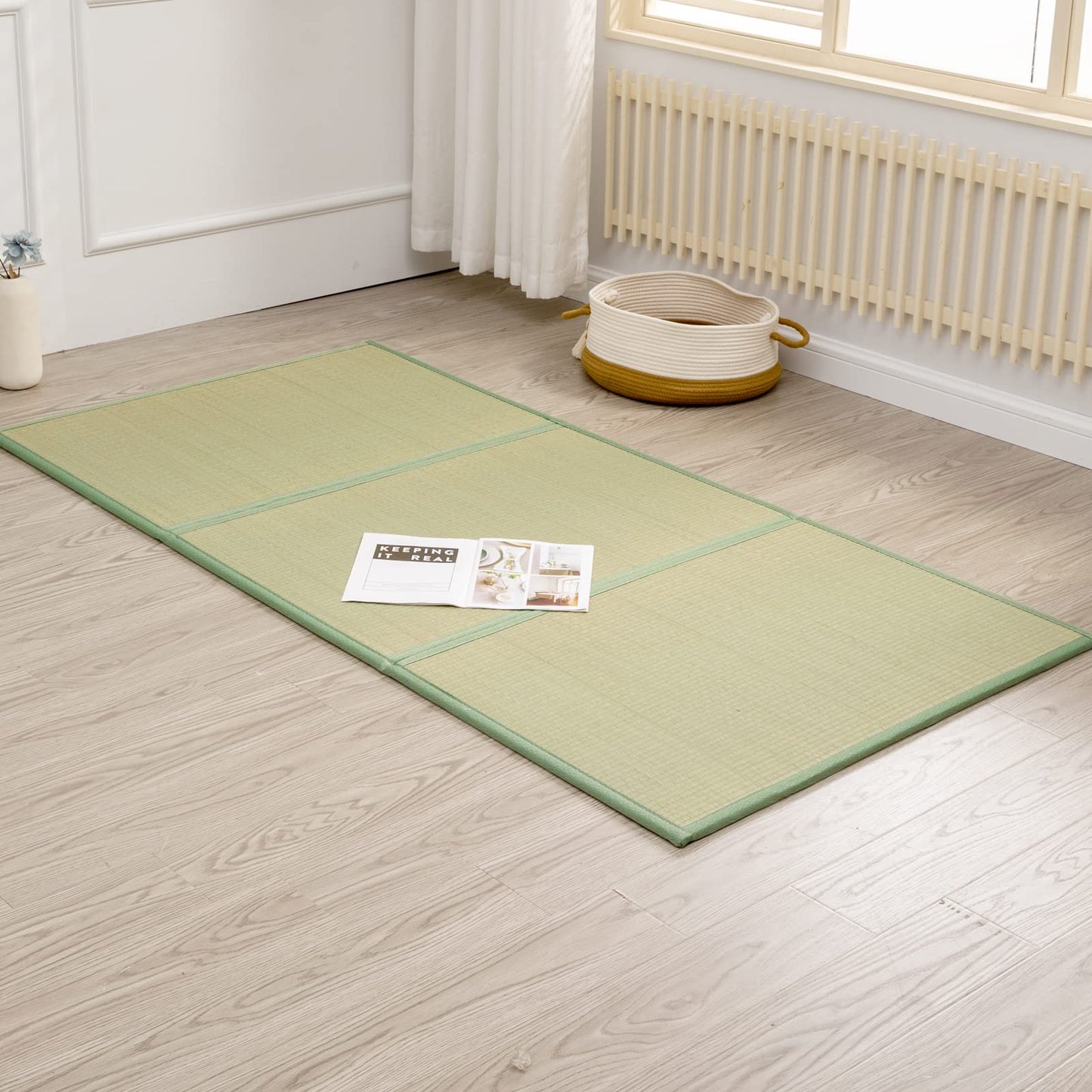 KITBRHOME Natural Igusa Rush Grass Floor Tatami Mat,Twin, 79" x 39" x 0.5"