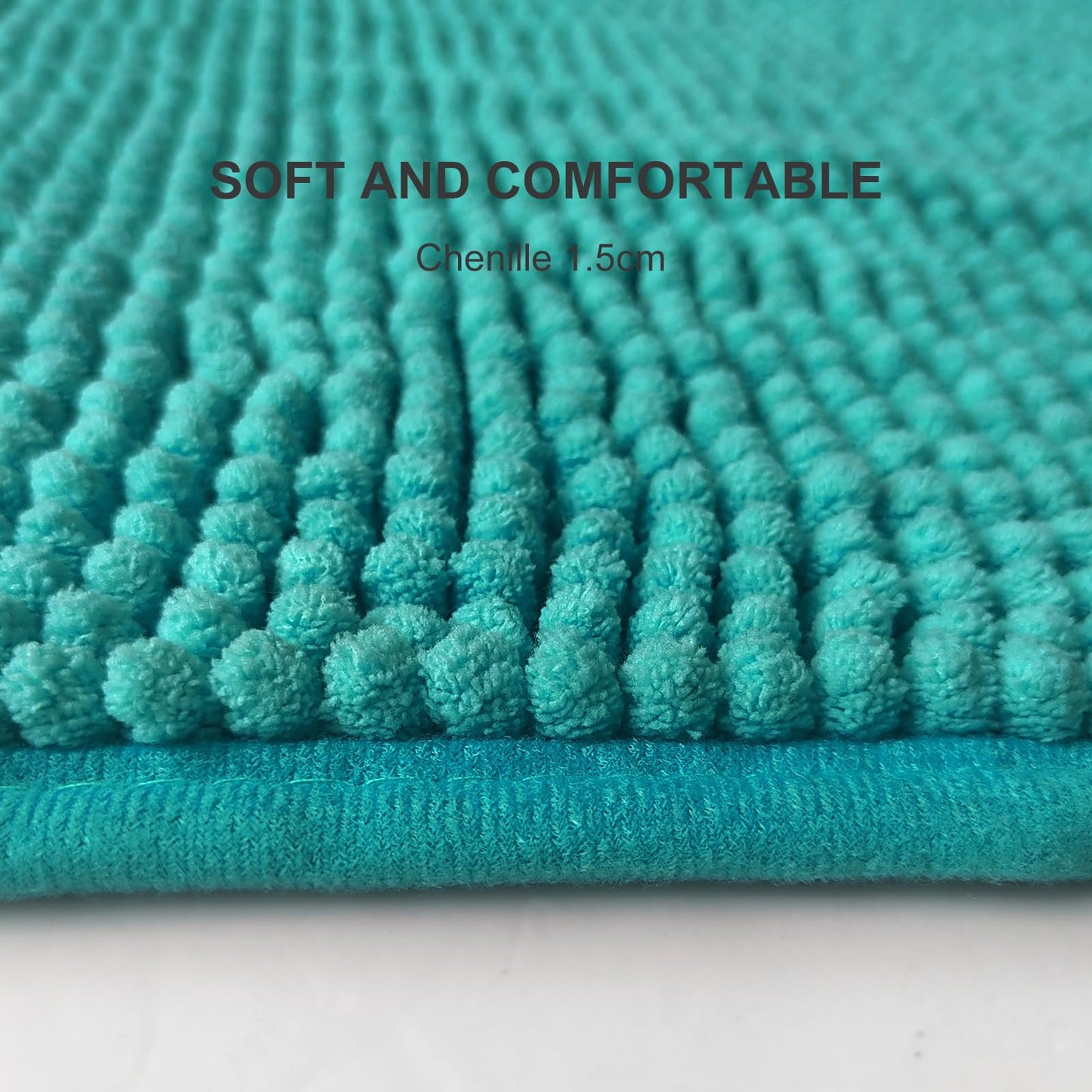 Civkor Teal Bathroom Rugs, Chenille Bathroom Rugs Sets 2 Piece with Non Slip Backing, Bath Mats 31x20+24x16 Inch High Absorb Water Turquoise Bath Rugs, Quick Dry and Easy Clean