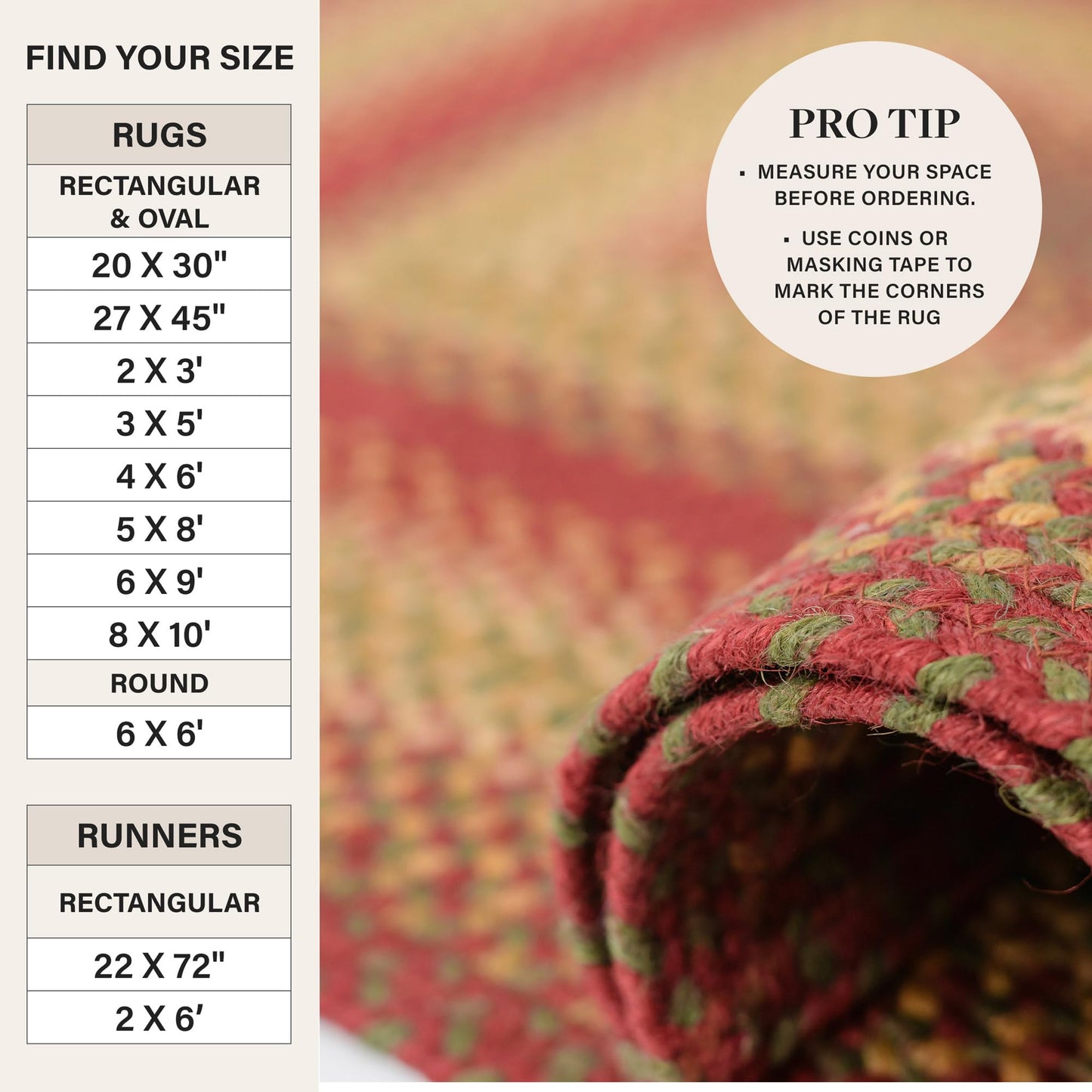 Cider Barn Cranberry Red Small Braided Rug, Jute, 27"x45" Rectangle - Perfect Country Rustic Decor for Entryway, Bathroom, Everywhere