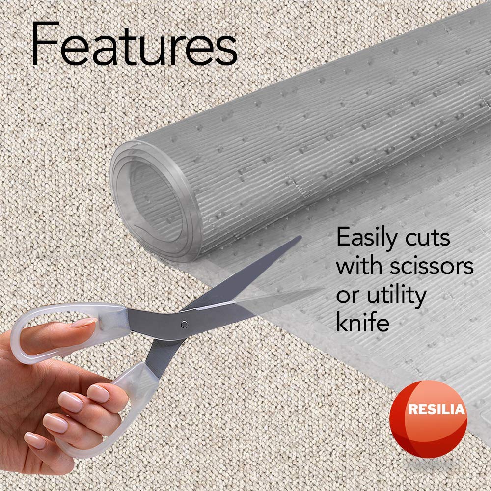 RESILIA Premium Heavy Duty Floor Runner/Protector for Carpeted Floors – Skid-Resistant Plastic Vinyl Carpet Protection, Clear, Prism, 27 Inches x 25 Feet, Made in The USA