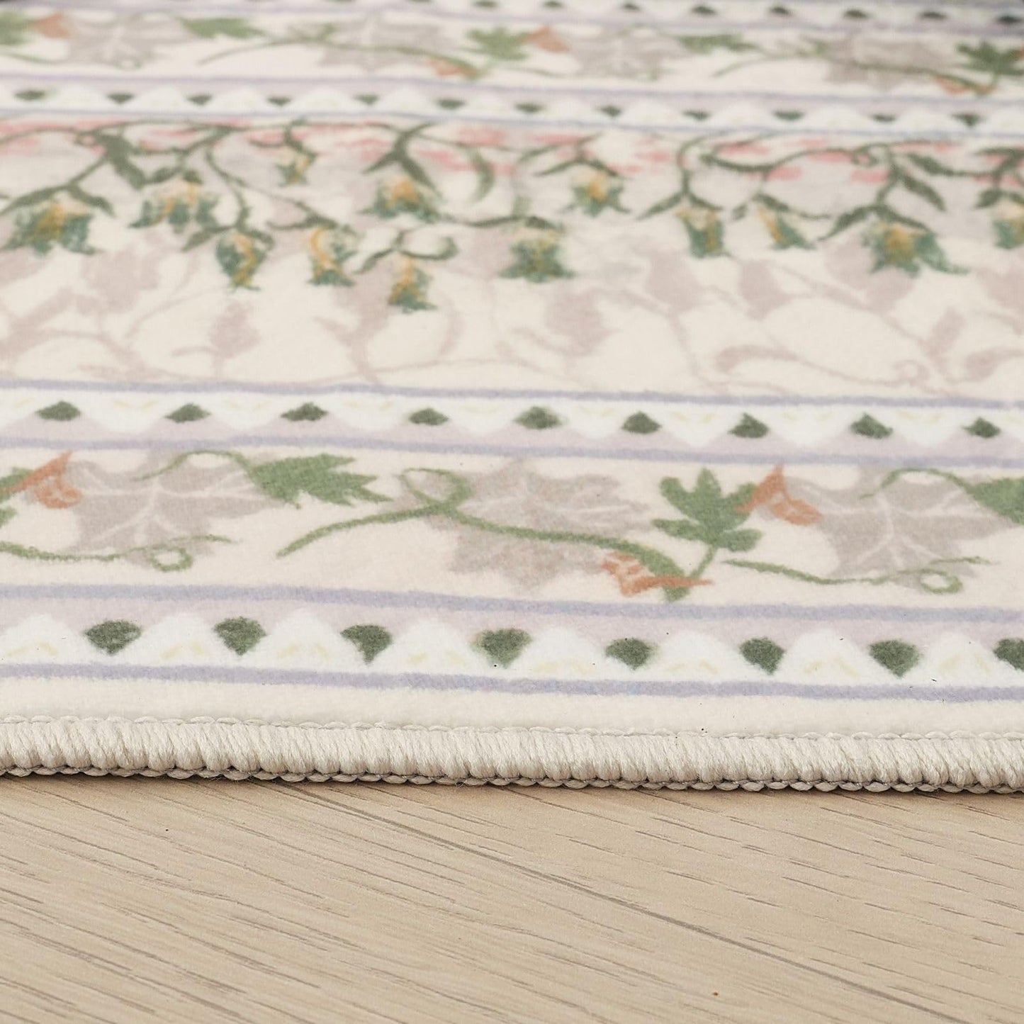 Rugcomf Area Rugs 8x10 Clearance Impressionist-Style Vintage Washable Area Rug Non Slip Low Pile Large Rug for Bedroom Farmhouse Dining Room Kids Playroom, Beige