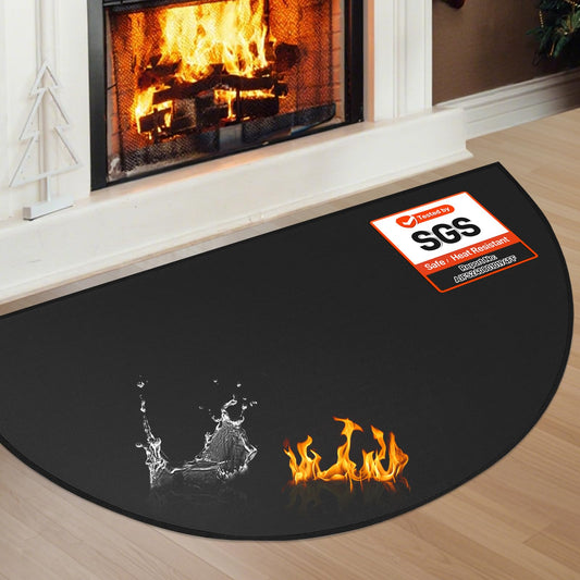 Fireplace Mat Fireproof, 2' x 3'6'' x 0.04'' Fireplace Rugs Fire Resistant, Hearth Pads for Wood Stove Fireplace Indoor Outdoor, Thin Hearth Rug Protects Floors Carpets from Sparks Embers, Black