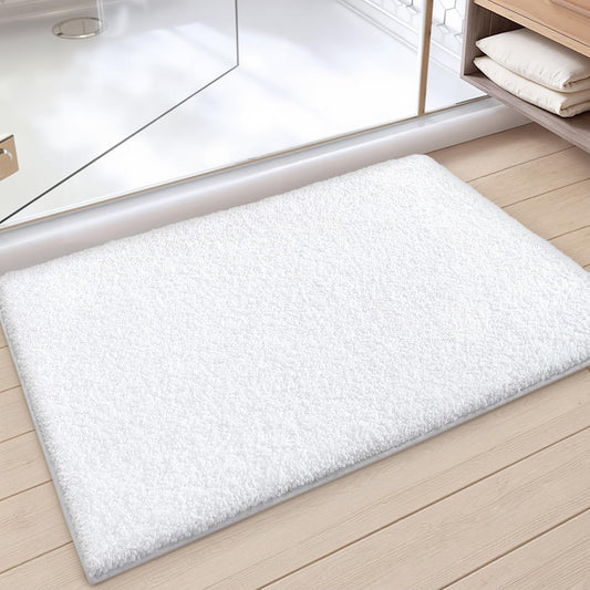 Color&Geometry Small Bath Mats for Bathroom, 16"x24" White Bathroom Rugs, Non Slip, Absorbent, Soft, Washable, Microfiber Bathmat Shower Mat Outside Shower
