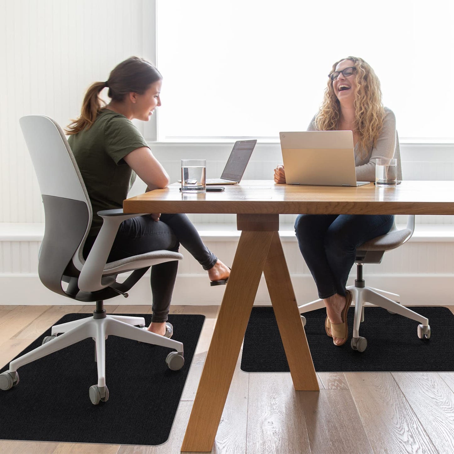 Sycoodeal Office Chair Mat for Hardwood Floor,Office Computer Gaming Chair Mat for Tile Floor,Large Floor Protector Rug,Anti-Slip,Easy to Clean,Carbon-Black (48"x55")