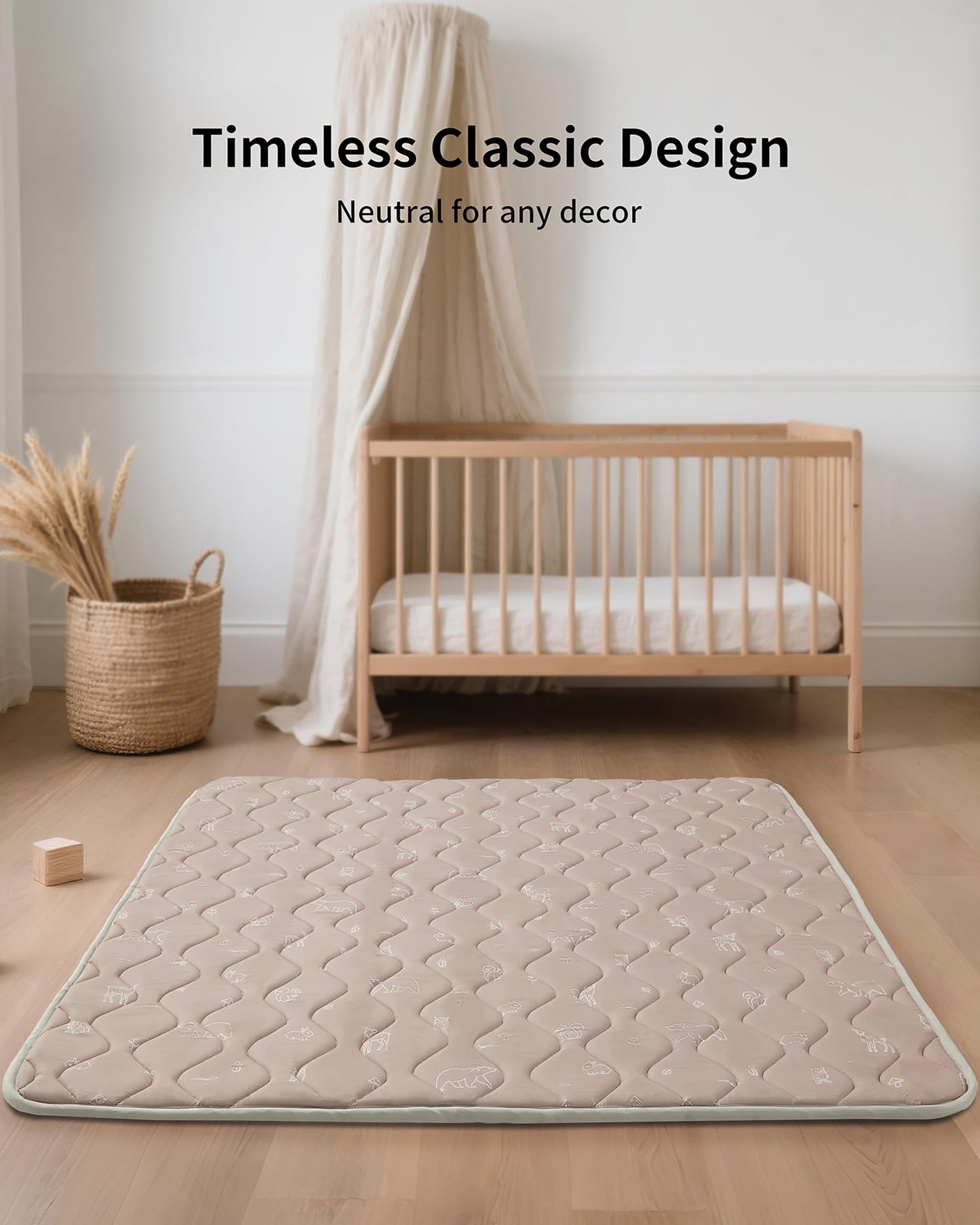 Fortella Extra Thick Baby Play Mat for 50" Playpen, 47"x47" Snug Fit Playpen Mat, Machine Washable Foam Play Mat for Floor - Portable, Non-Slip Tummy Time & Crawling Mat for Babies Toddlers (Forest Taupe)
