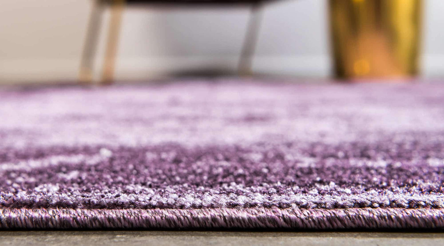 Unique Loom La Jolla Collection Farmhouse, Contemporary, Botanical, Traditional, Vintage Area Rug (8' 0 x 8' 0 Square, Violet/Dark Purple)