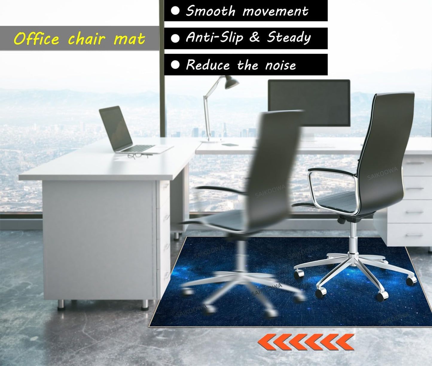 Chair Mat for Hardwood Floor,48"*36" Easy Glide Computer Chair Mat for Hard Wood and Tile Floor,Anti-Slip Floor Protector for Home Office Blue Starry Sky