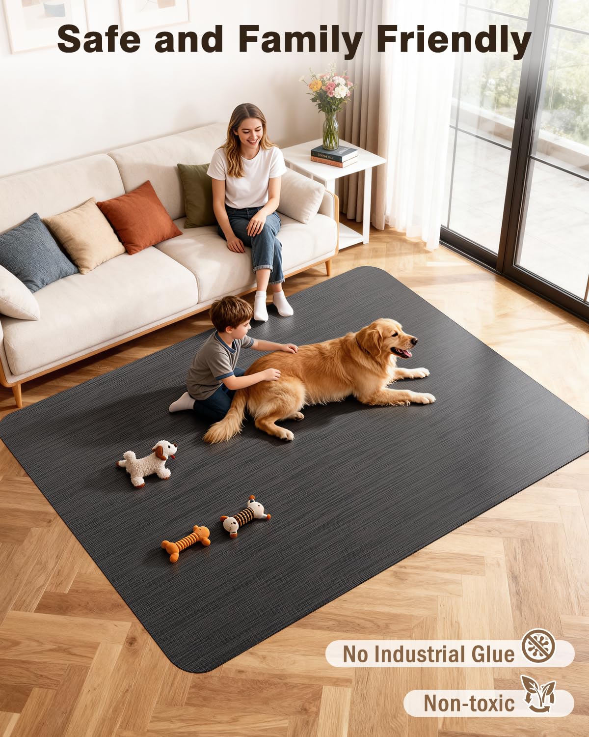 Blvornl Ultra Large Office Chair Mat for Hardwood Floor, Rolling Chair Mat for Hard Wood, Large Anti-Slip Hard Floor Protector, Heavy Duty Computer Desk Rug for Office and Home 47.2"*60" Black
