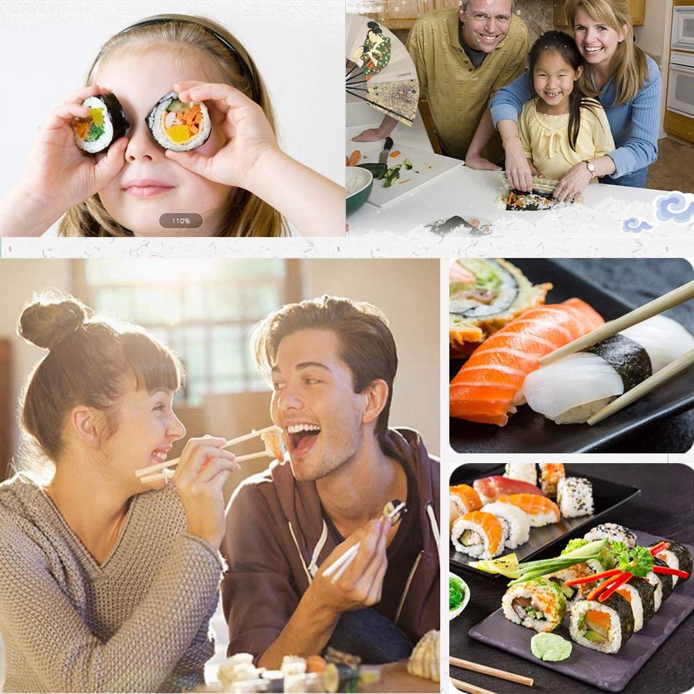 Wtpncil Sushi Rolling Mat 4 Pack, Premium Natural Bamboo Sushi Mats, Reusable & Eco-Friendly Sushi Roller, Perfect for Homemade Maki Sushi, Futo Rolls, Hand Rolls & Kitchen DIY