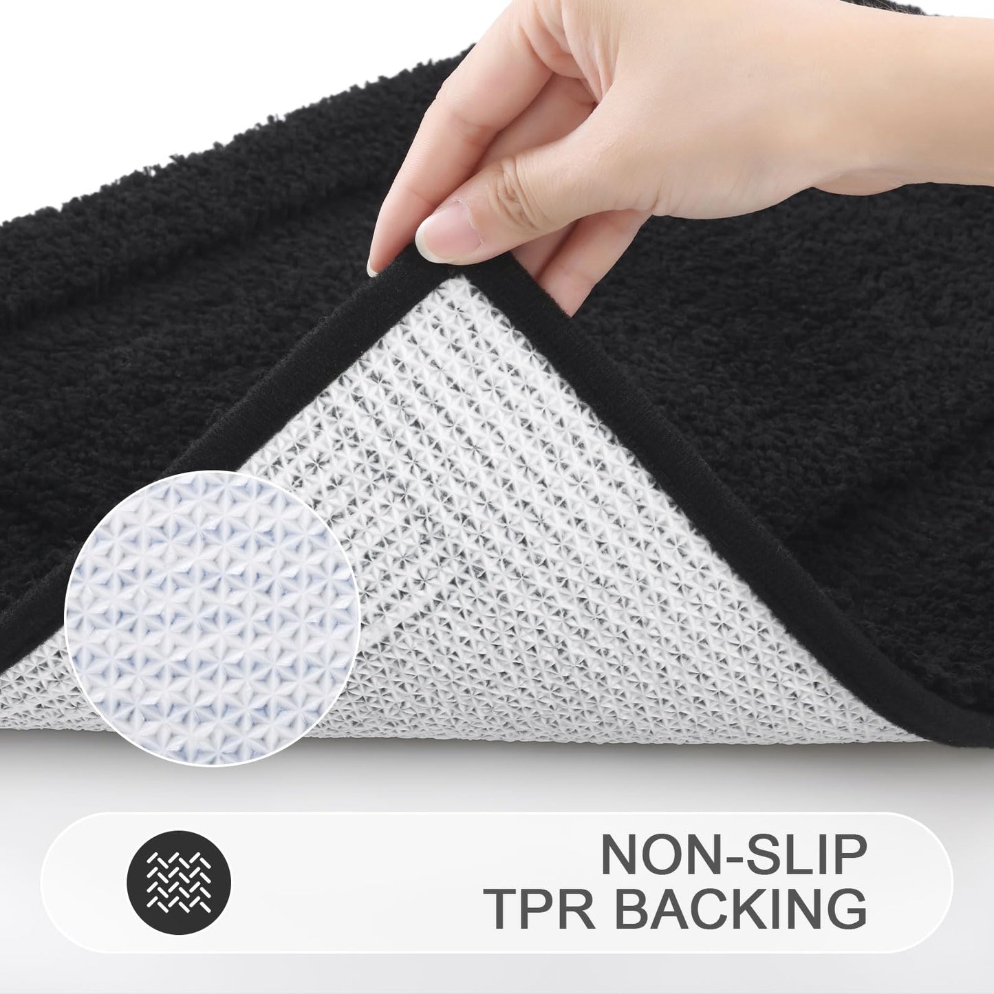 SHACOS Super Soft Black Bathroom Runner Rugs 20x47 inch Non Slip Washable Long Rugs for Bathroom Floor Tub Shower Bath Mats Bath Decor Accessories, 1'8" x 3'11"