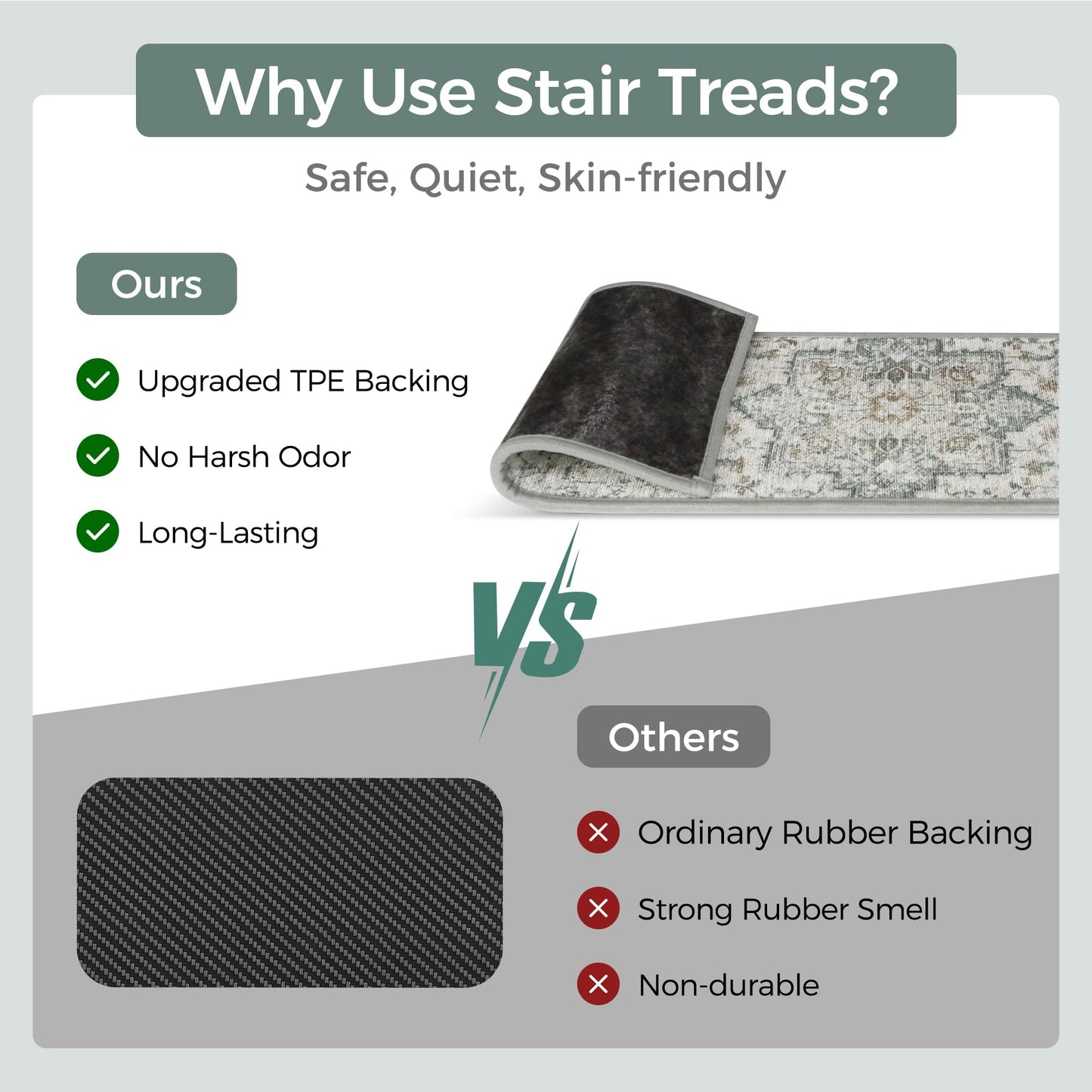 sarben Non Slip Stair Treads for Wooden Steps 15PCS - 8"x30" Indoor Safety Carpet, Edging Mats with TPE Adhesive Backing, Pet and Elderly Friendly Stair Rugs (Taupe)
