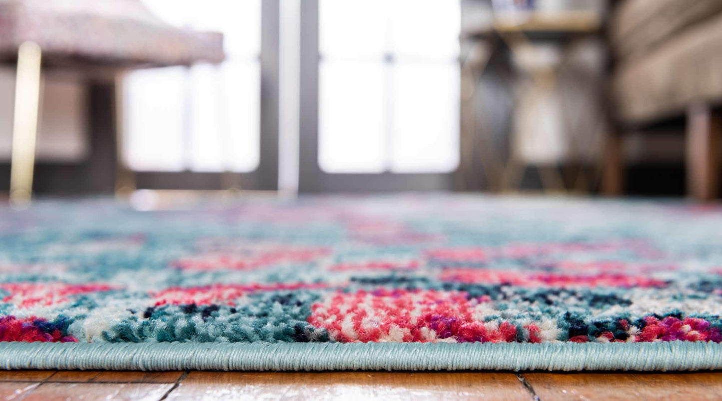 Unique Loom Jardin Collection Colorful, Vibrant, Abstract, Modern Area Rug (5' 0 x 8' 0 Rectangular, Blue/ Pink)