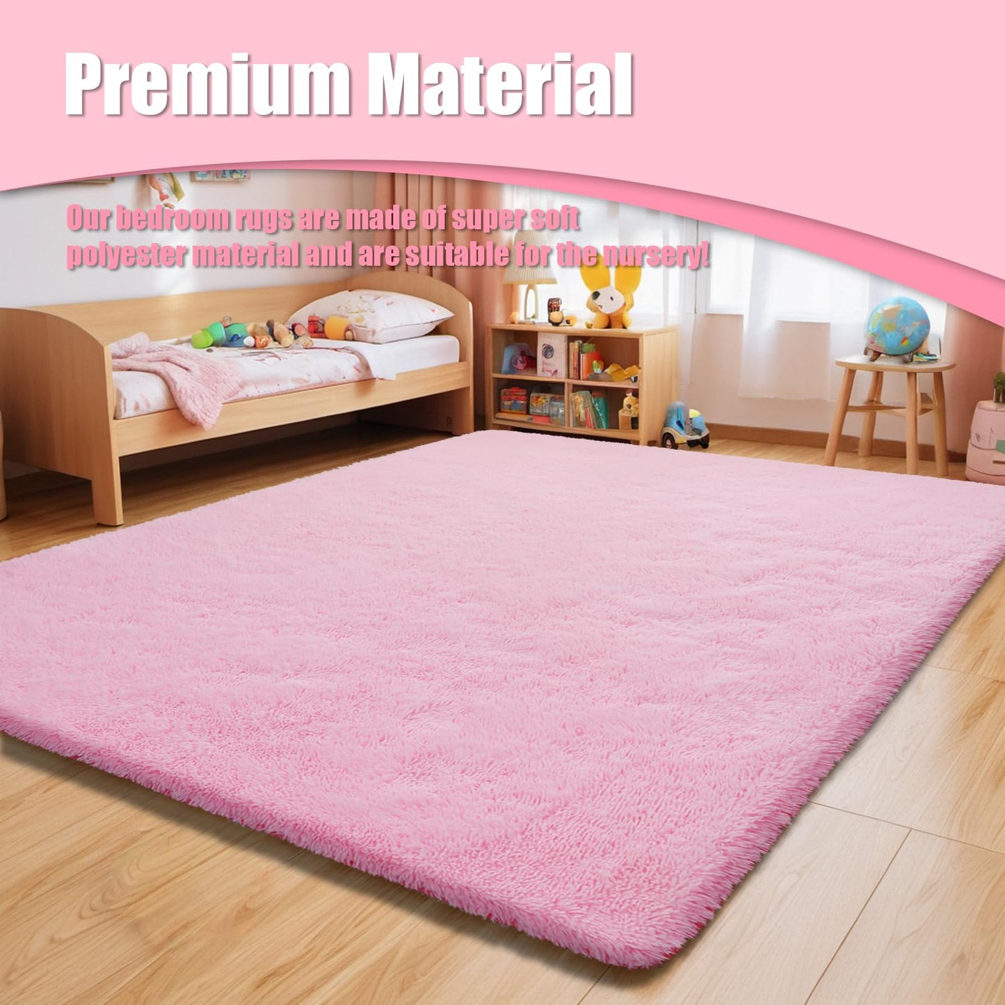 Shag Area Rug for Bedroom 5x8,Pink Fluffy Area Rugs for Living Room,Soft Fuzzy Rug Non-Shedding Indoor Plush Carpet for Bedroom Dorm Home Decor