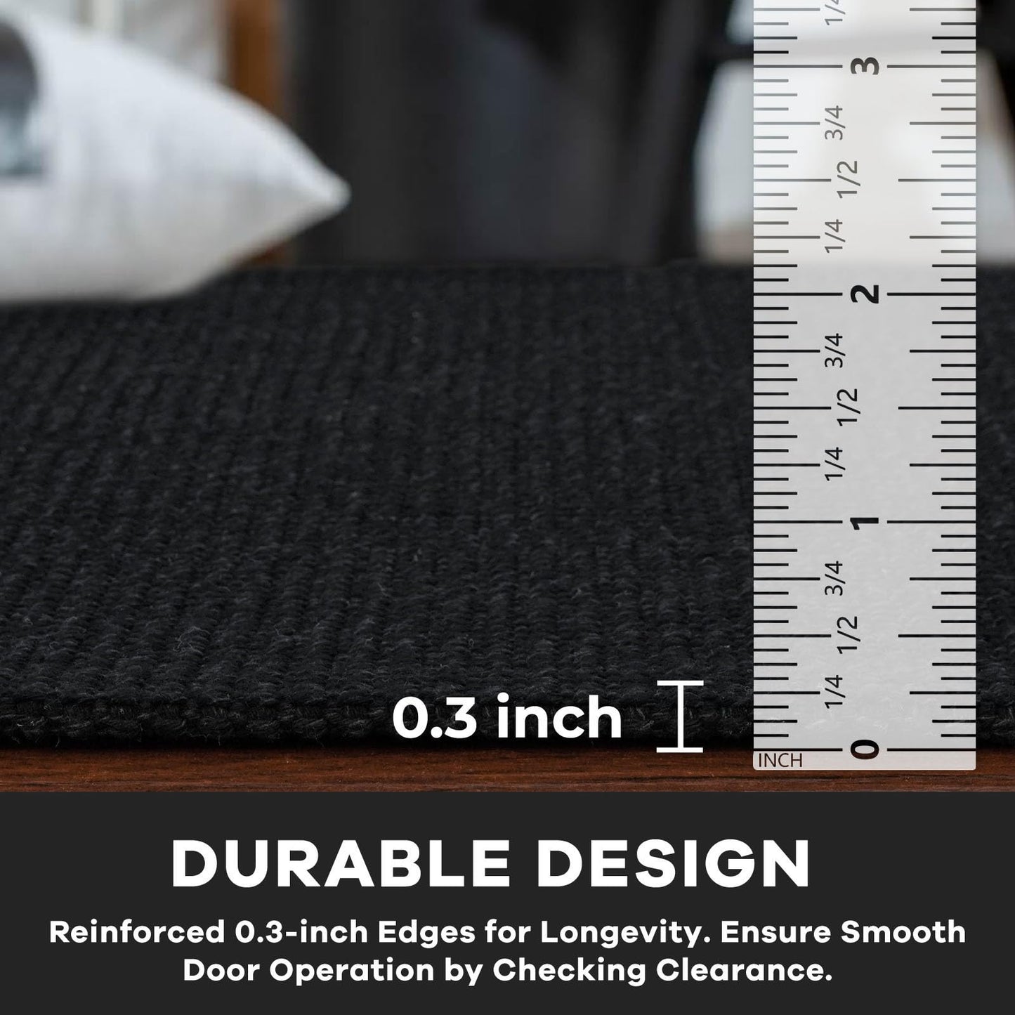 KOZYFLY Washable Area Rug 2x3 Ft Small Entryway Rug Indoor Door Mat Non Slip Front Door Rugs Indoor Braided Cotton Floor Carpet for Front Entrance Bathroom Kitchen Foyer, Black
