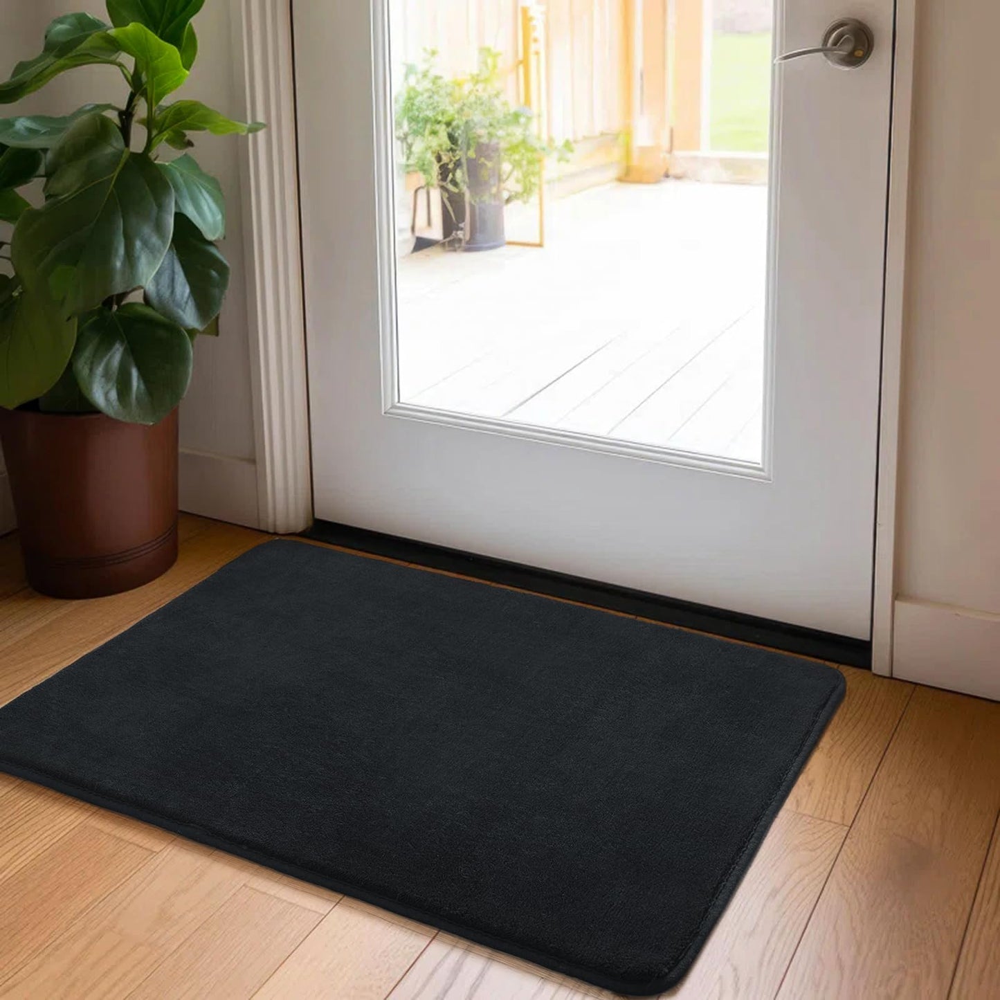 HOMORE 2x3 Small Black Rug, Soft Memory Foam Rugs for College Dorm, Throw Bedside Rug for Bedroom, Non Slip Washable Rugs for Indoor Entryway Entrance Kitchen