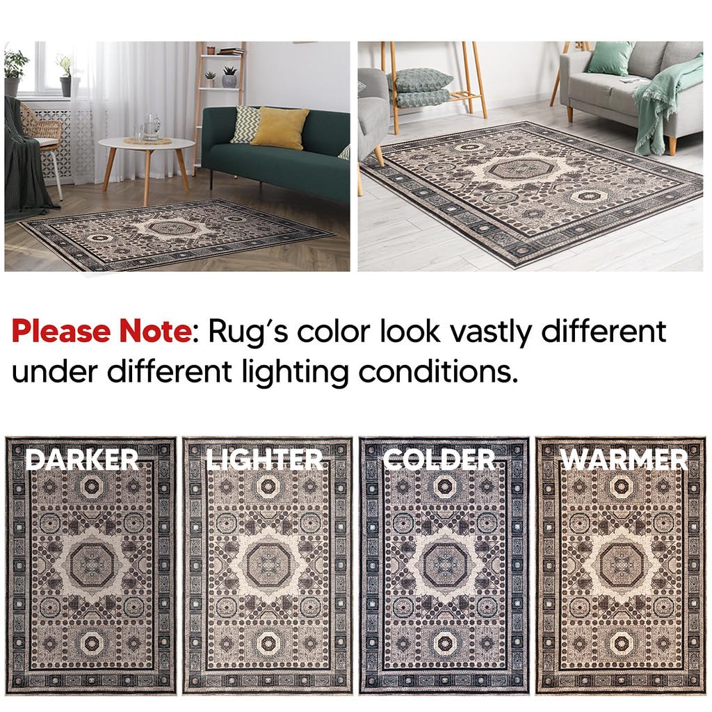 Keen Home Design 2x3 Rug - Machine Washable Entry Rug with Non-Slip Backing, Ideal for Enteryway, Kitchen, Bathroom, Laundry Room - Vintage, Easy Clean, Durable, Low Pile Rug - (2' x 3')