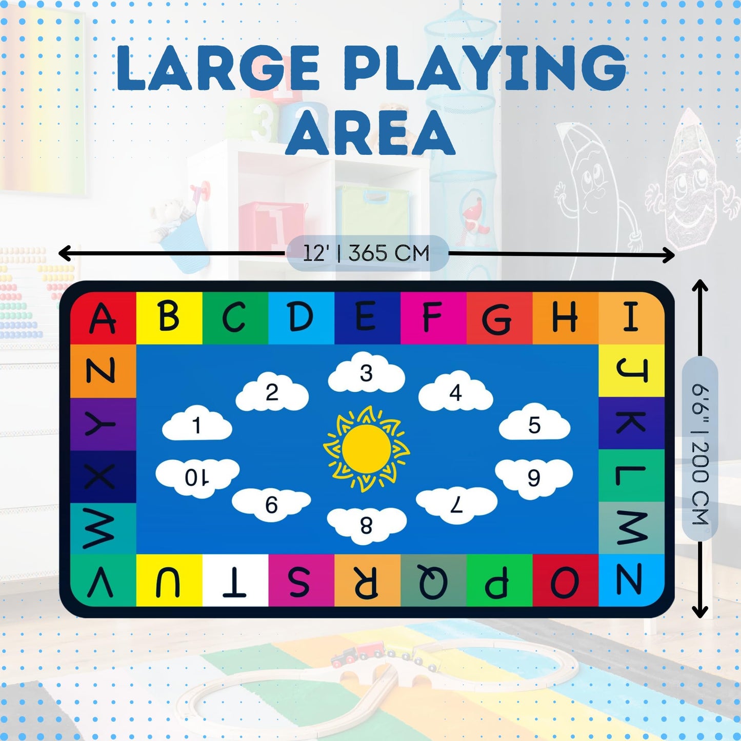 Genki - Classroom Rug for Kids - Education Classroom Carpet for Children - Colorful Seating Area - Large Elementary Classroom Rugs - Kids Seating for School Playroom | 6'6"x12'