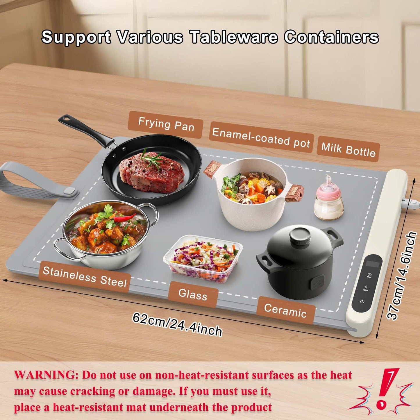 FYY Warming Mat for Food - Rapid and Full Surface Heating, 6 Temp Settings, 6H Timer, Rollable Portable Food Warming Mat, Ideal for Gatherings, Parties, Keep Meal Warm (X Large Size, Gray)