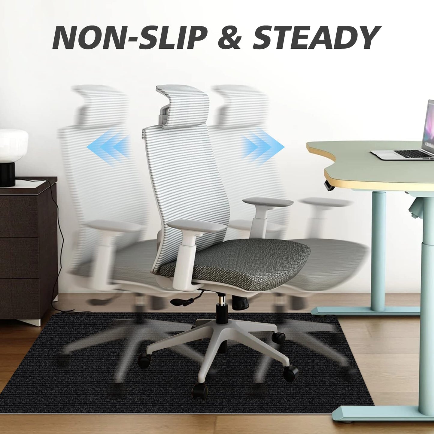 Sycoodeal Office Chair Mat for Hardwood Floor,Office Computer Gaming Chair Mat for Tile Floor,Large Floor Protector Rug,Anti-Slip,Easy to Clean,Carbon-Black (48"x55")