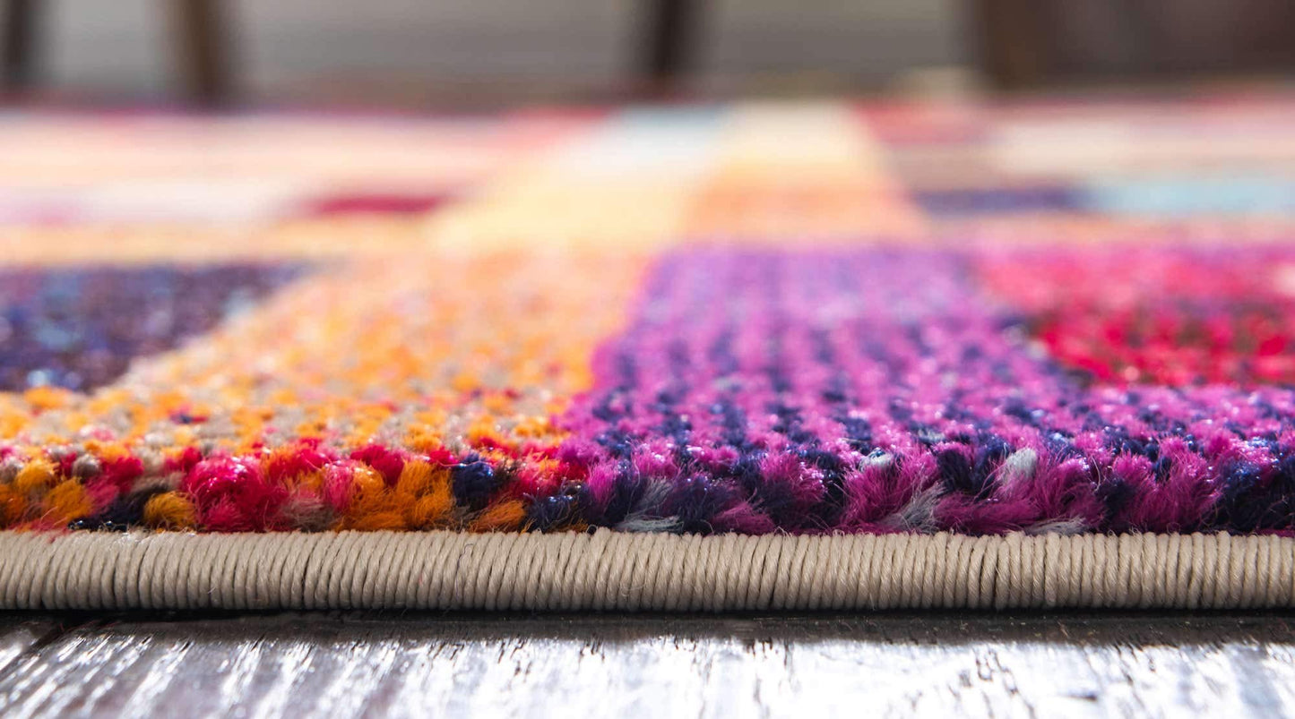 Unique Loom Estrella Collection Colorful, Geometric, Squares Modern, Abstract Area Rug (7' 0 x 10' 0 Rectangular, Multi/Beige)