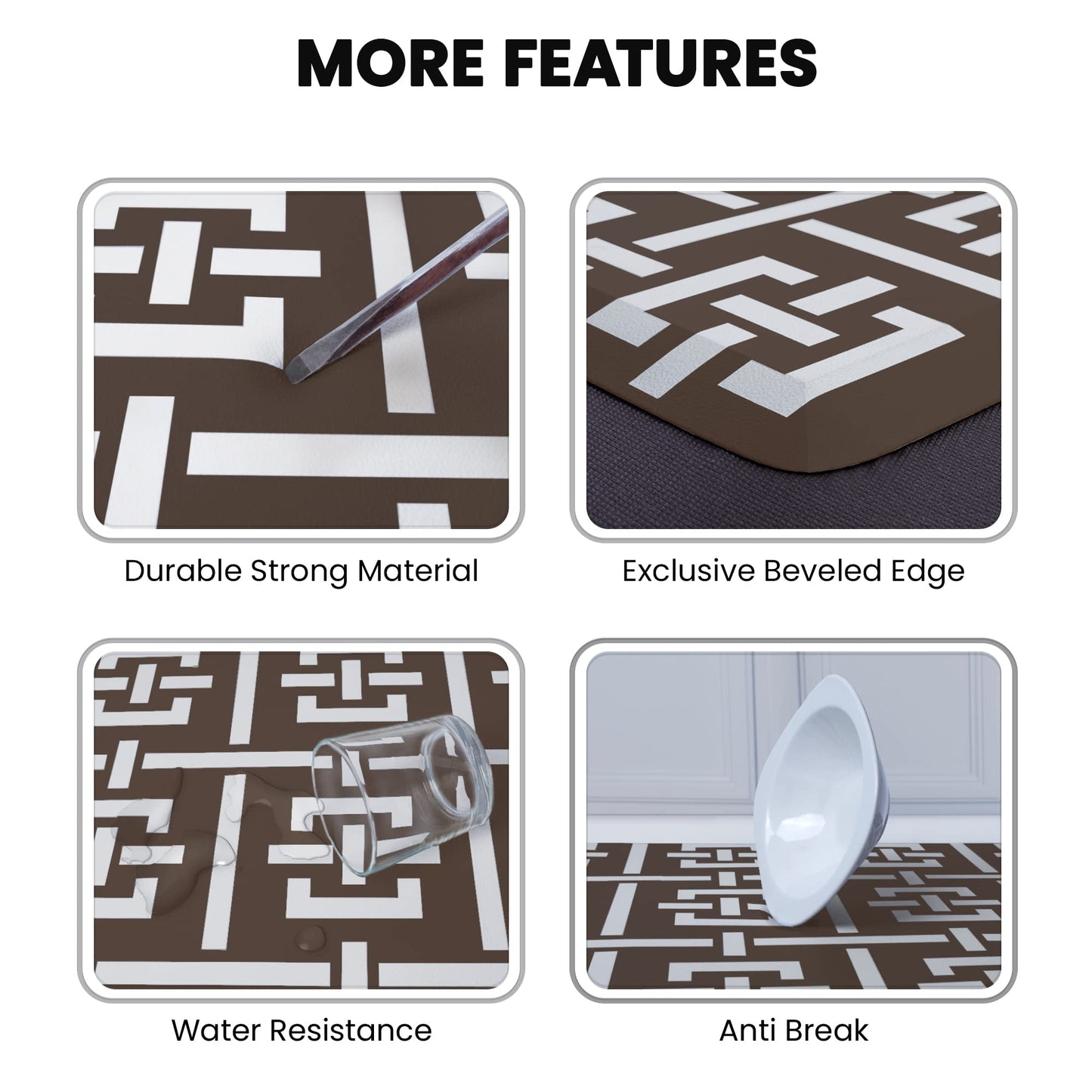 Dgrandma Kitchen Mat Anti-Fatigue Ergonomic Cushioned Kitchen Mats and Rugs Non Slip Waterproof Heavy Duty PVC Comfort for Kitchen Floors Standing Desk Sink Bath Laundry Room. 17.3”x 28”. Chocolate