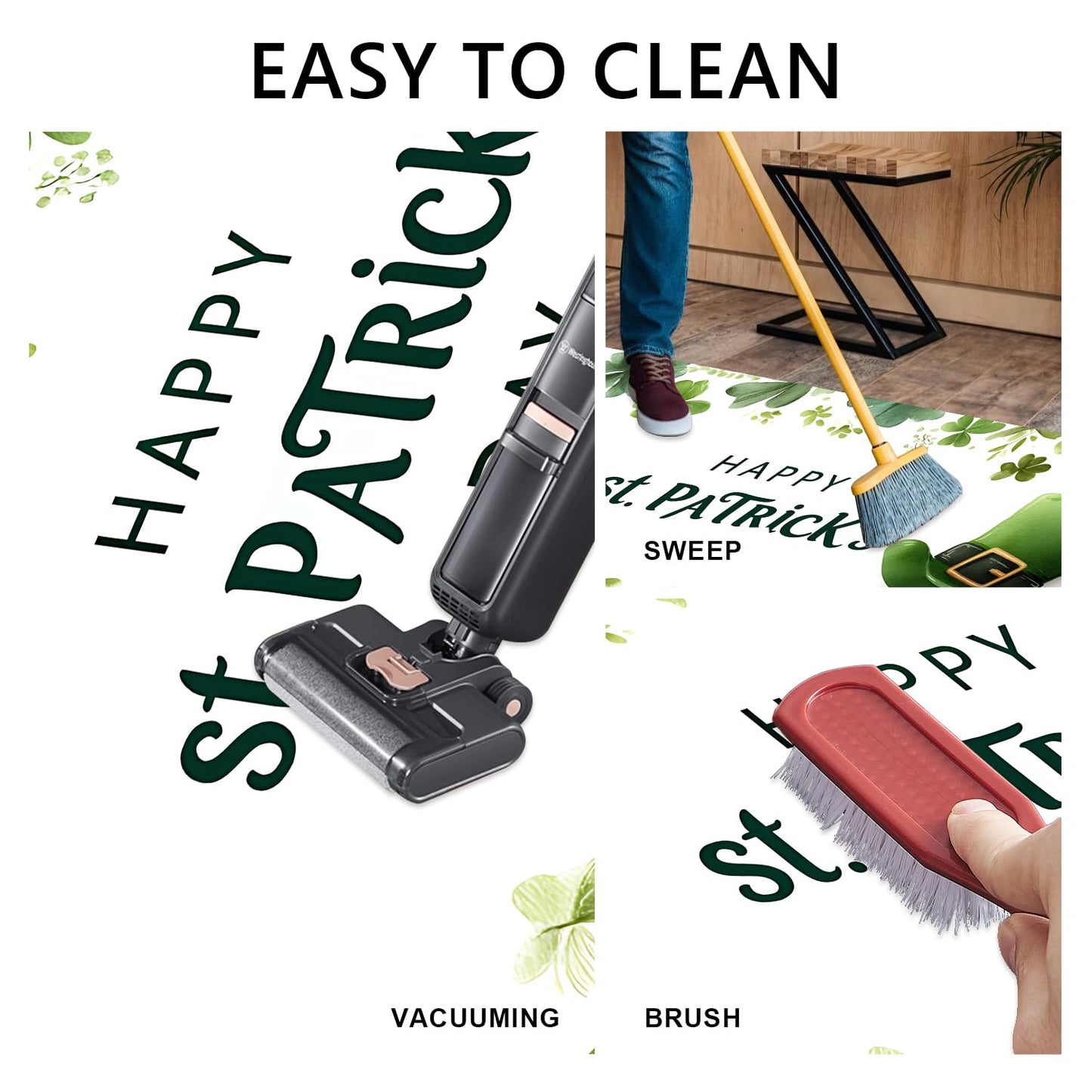 St. Patrick's Day Runner Rug 20x47 inch, Non-Slip Waterproof Laundry Room Rug Kitchen Runner with Festive Designs,Outdoor Indoor Entryway Floor Mat Home Decor (St. Patrick's Day, 20x47 inch)