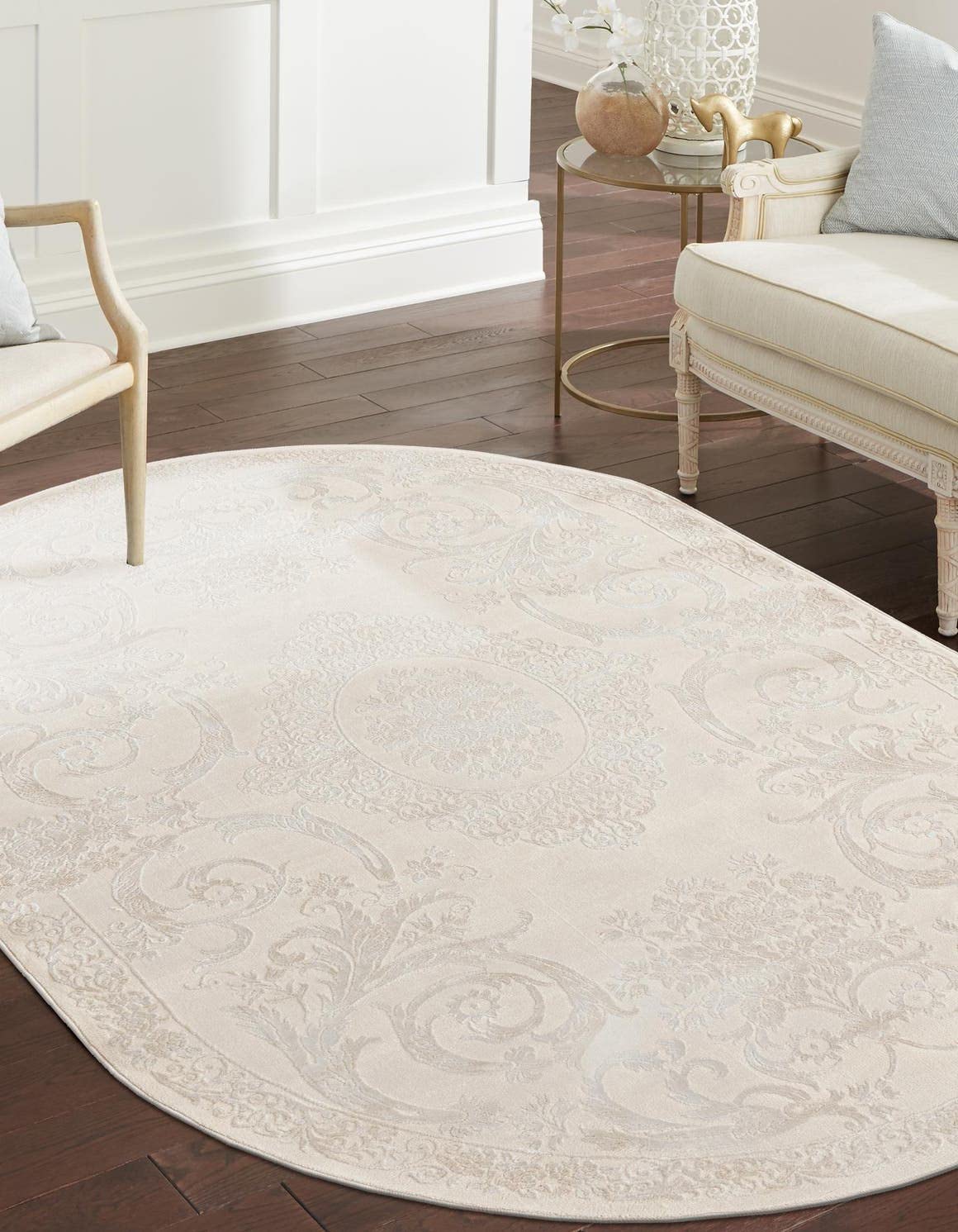 Unique Loom Finsbury Collection Area Rug - Diana (5' 3" x 8' Oval, Ivory/ Beige)