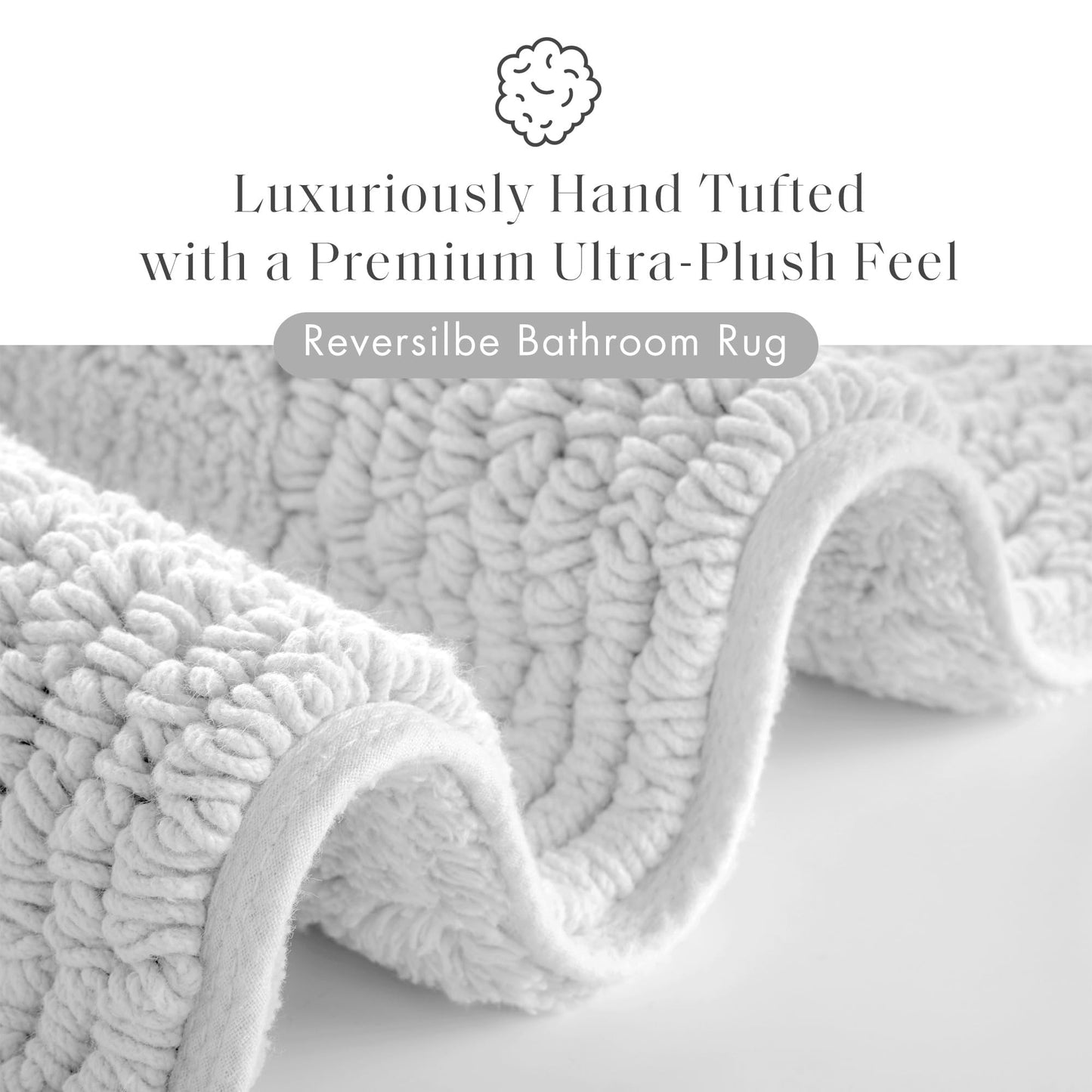 Madison Park Splendor Reversible 100% Cotton Tufted Bathroom Rug-3000 GSM Hotel Quality Luxurious Plush Medium Pile Bath Mat Absorbent, Quick Dry, Shower Room Décor, 24x72, Grey