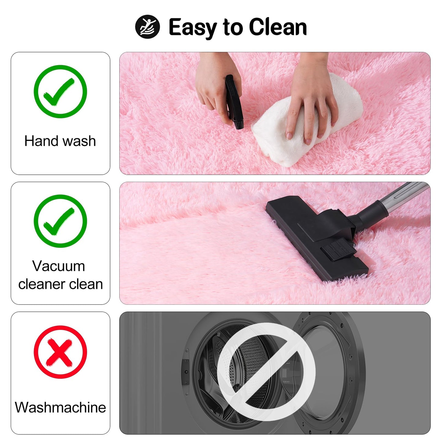 qulint Pink Rugs for Living Room, Large Fluffy 6x9 Area Rugs for Bedroom, Soft Shag Shaggy Carpets for Nursery, Fuzzy Modern Alfombras for Girls Teen Dorm Room Home Decor (6ft x 9ft, Pink)